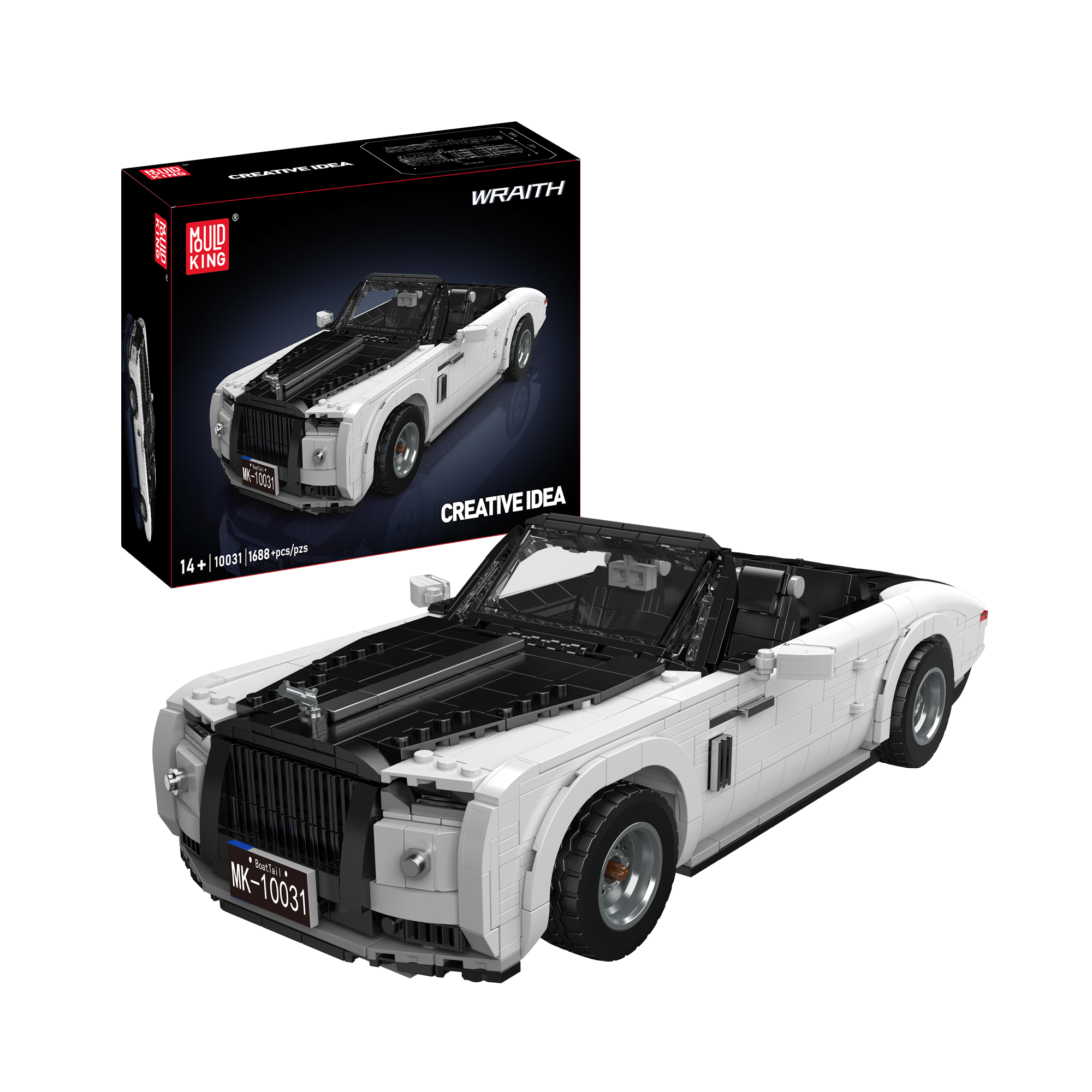 Mould King 10031 Wraith Luxury British Convertible Car Building Set | 1,603 Piece Model Kit for Adults & Teens - Perfect for Collectors, DIY Enthusiasts & Home Office Decor