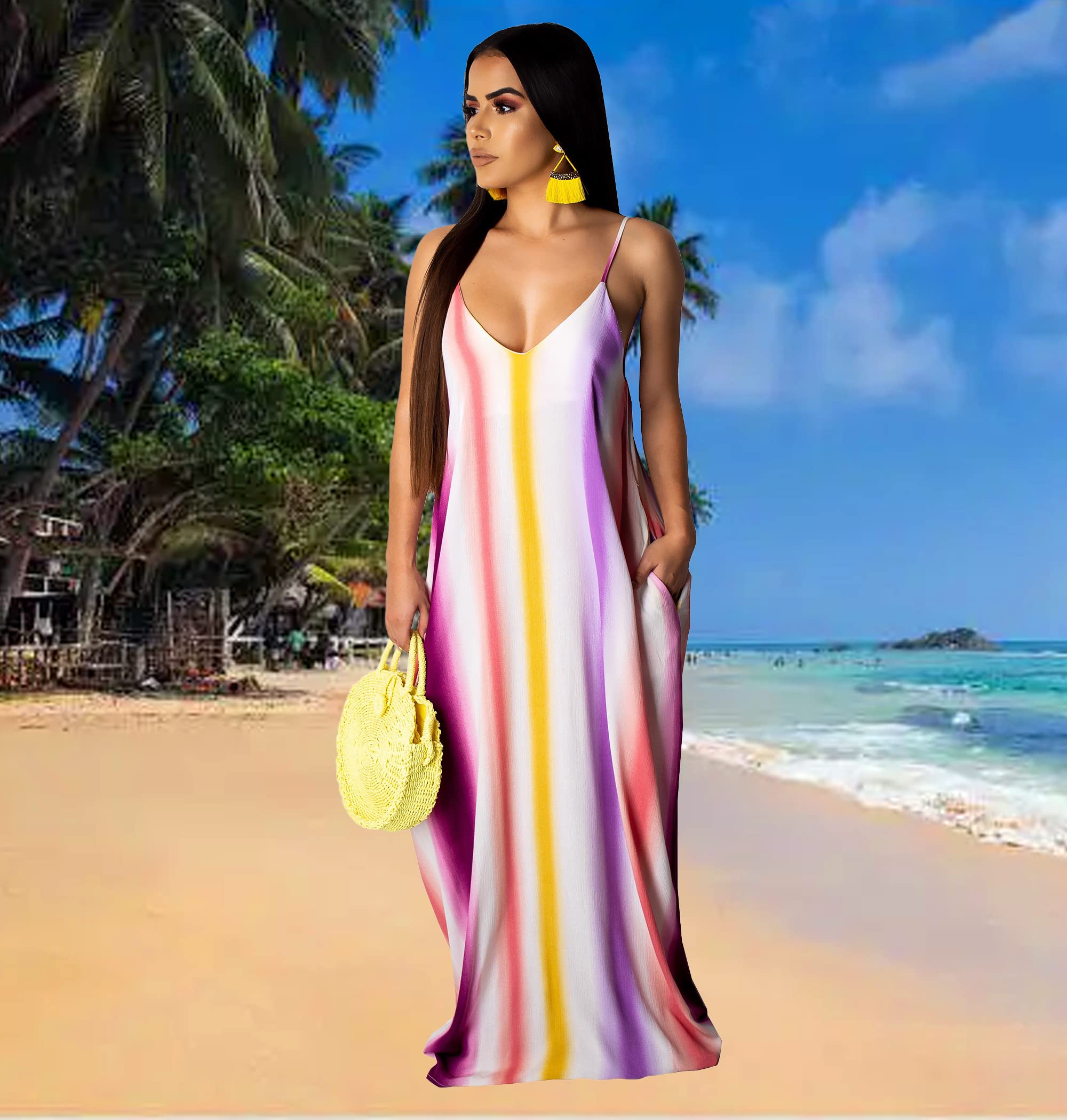 BessCops Women's Plus Size Summer Maxi Dresses 2025 - Sleeveless Casual Sundress with Pockets | Loose Flowy Long Dress for Beach, Vacation & Everyday Wear