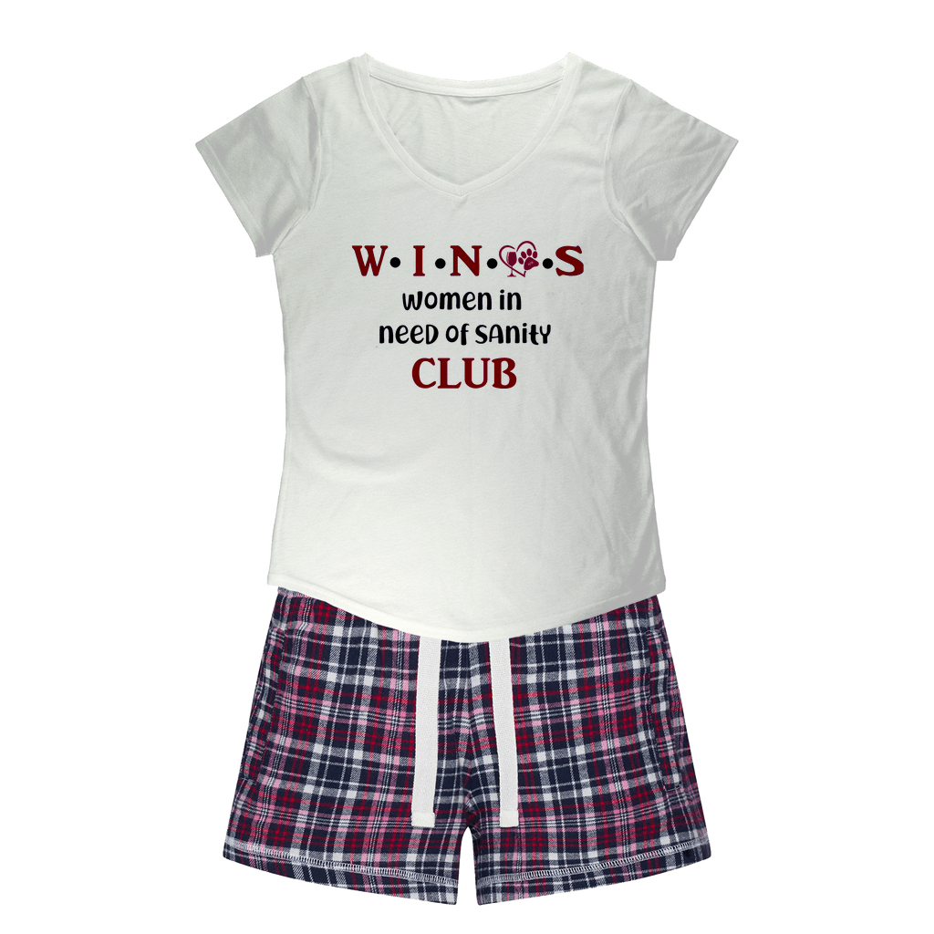 Wine Lovers Club Cozy Sleep Tee & Flannel Shorts for Women - Perfect for Girls Night In, Wine Tasting & Relaxing at Home