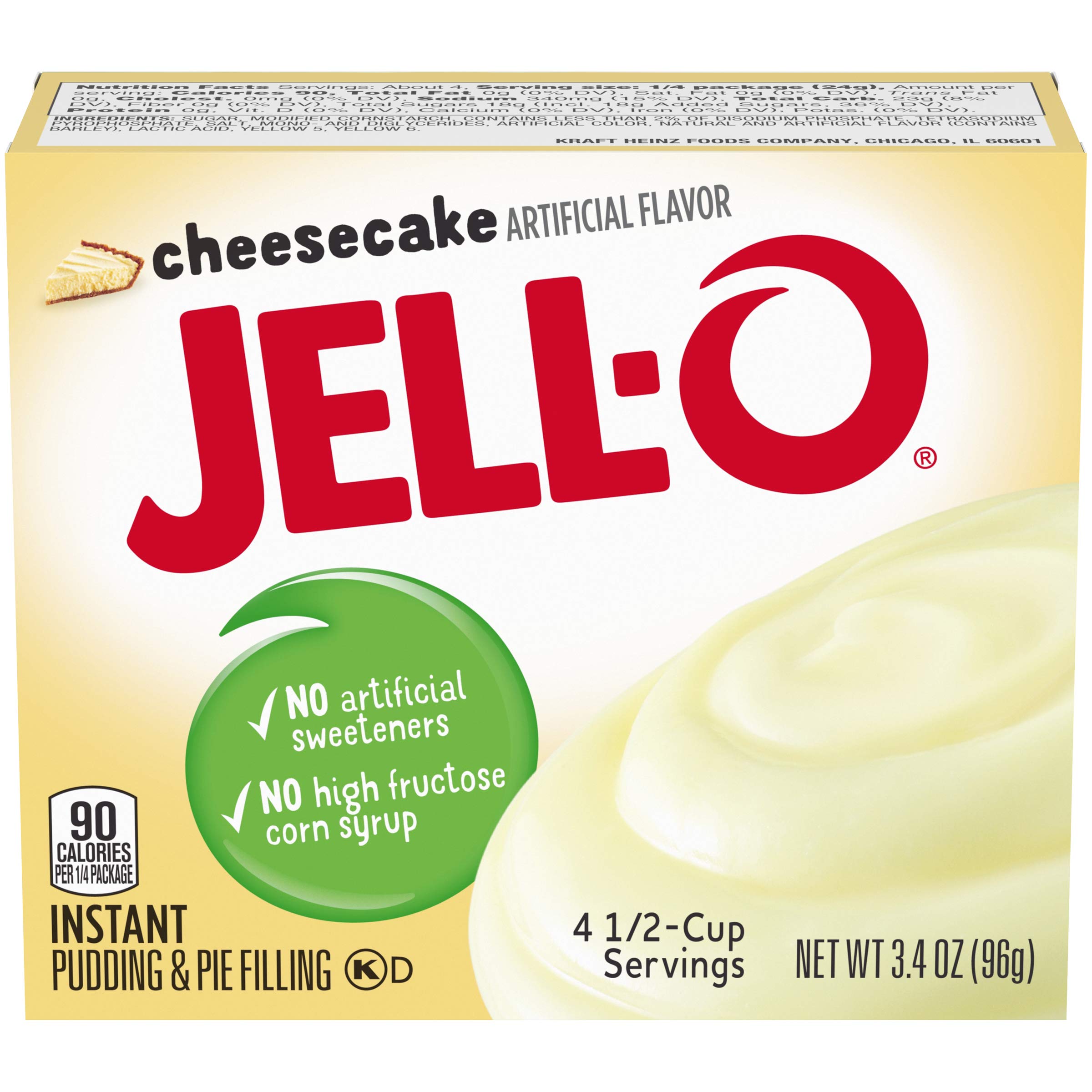 Jell-O Instant Cheesecake Pudding & Pie Filling 3.4 oz (Pack of 24) - Easy Dessert Mix for Baking, No-Bake Cheesecakes & Creamy Puddings - Perfect for Parties, Family Gatherings & Holiday Treats