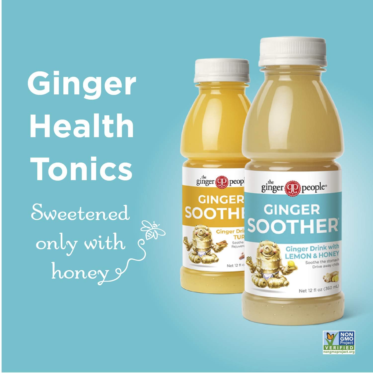 Organic Ginger Soother with Lemon & Honey - 288 Fl Oz (Pack of 24) - Immune Support, Digestive Aid & Cold Relief - Perfect for Tea, Smoothies & Wellness Drinks