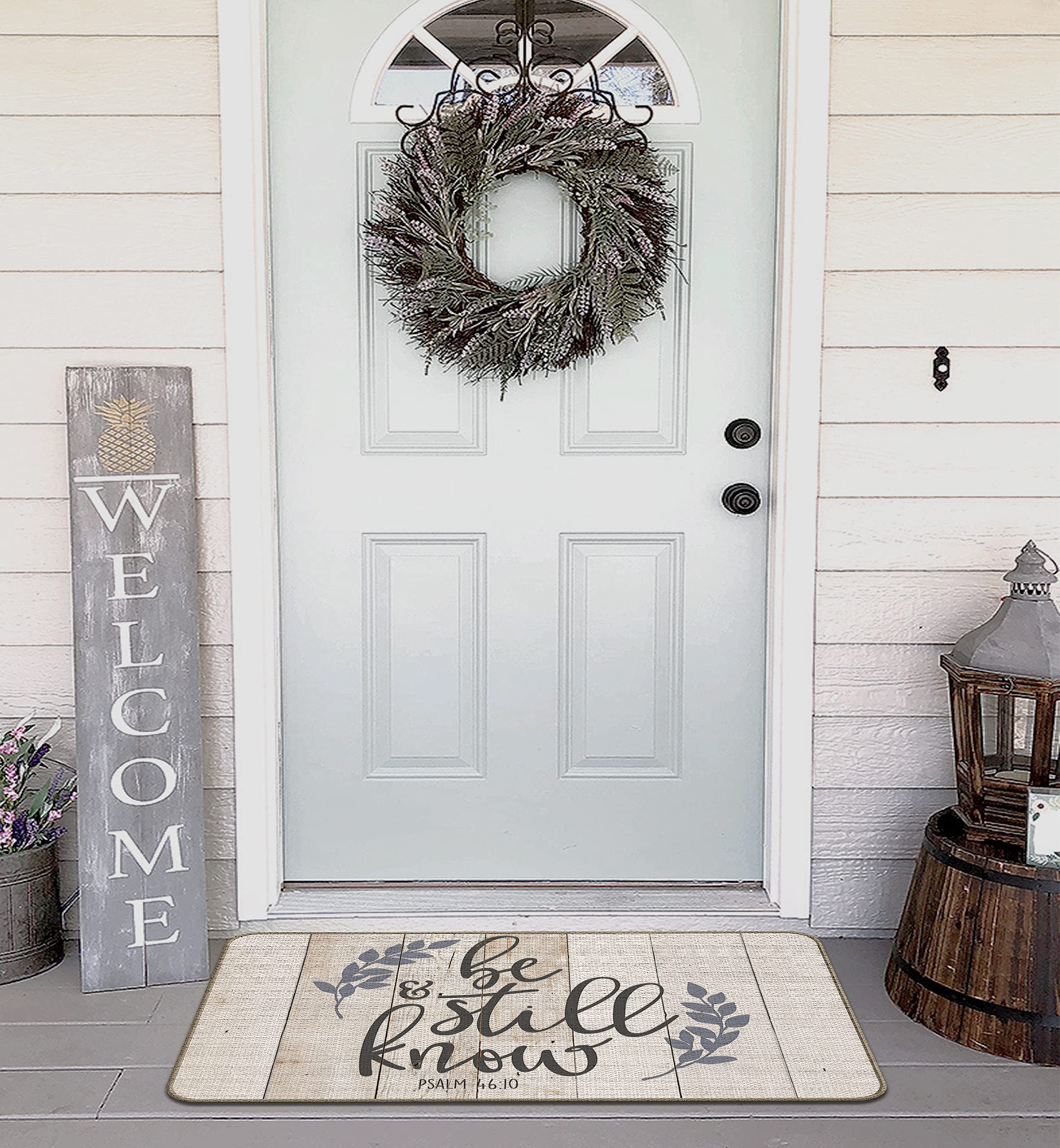 Christian Prayer Room Decor Door Mat 17x30 Inch - Inspirational Home Decor Gift for Women with Psalm 46:10 Bible Verse - Perfect for Church Entryway, Bedroom, or Spiritual Retreat Space