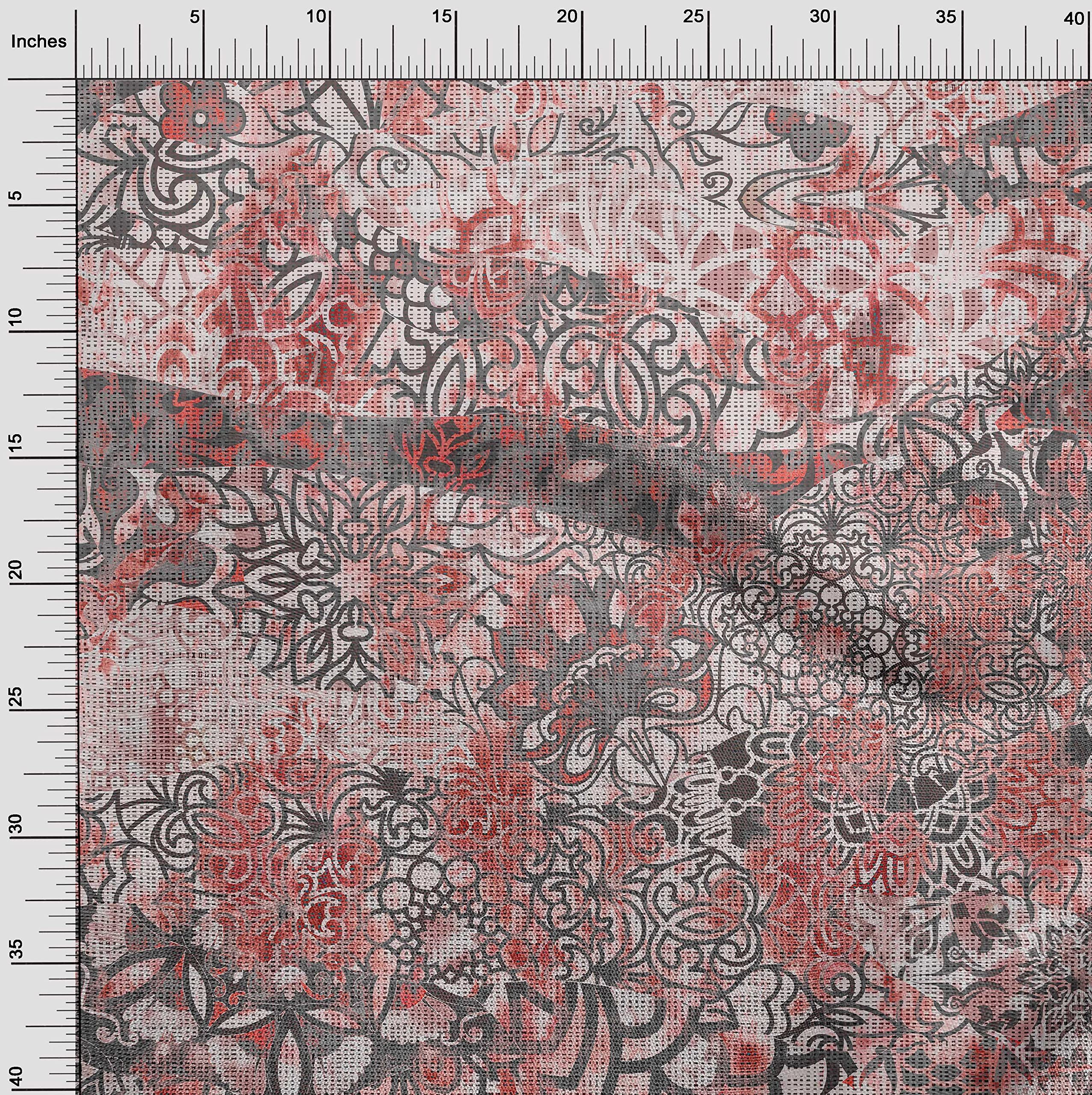 oneOone Rayon Gray Fabric - 56 Inch Wide Printed DIY Sewing Material for Clothing & Crafts | Perfect for Asian-Inspired Dresses, Blouses, and Home Decor Projects