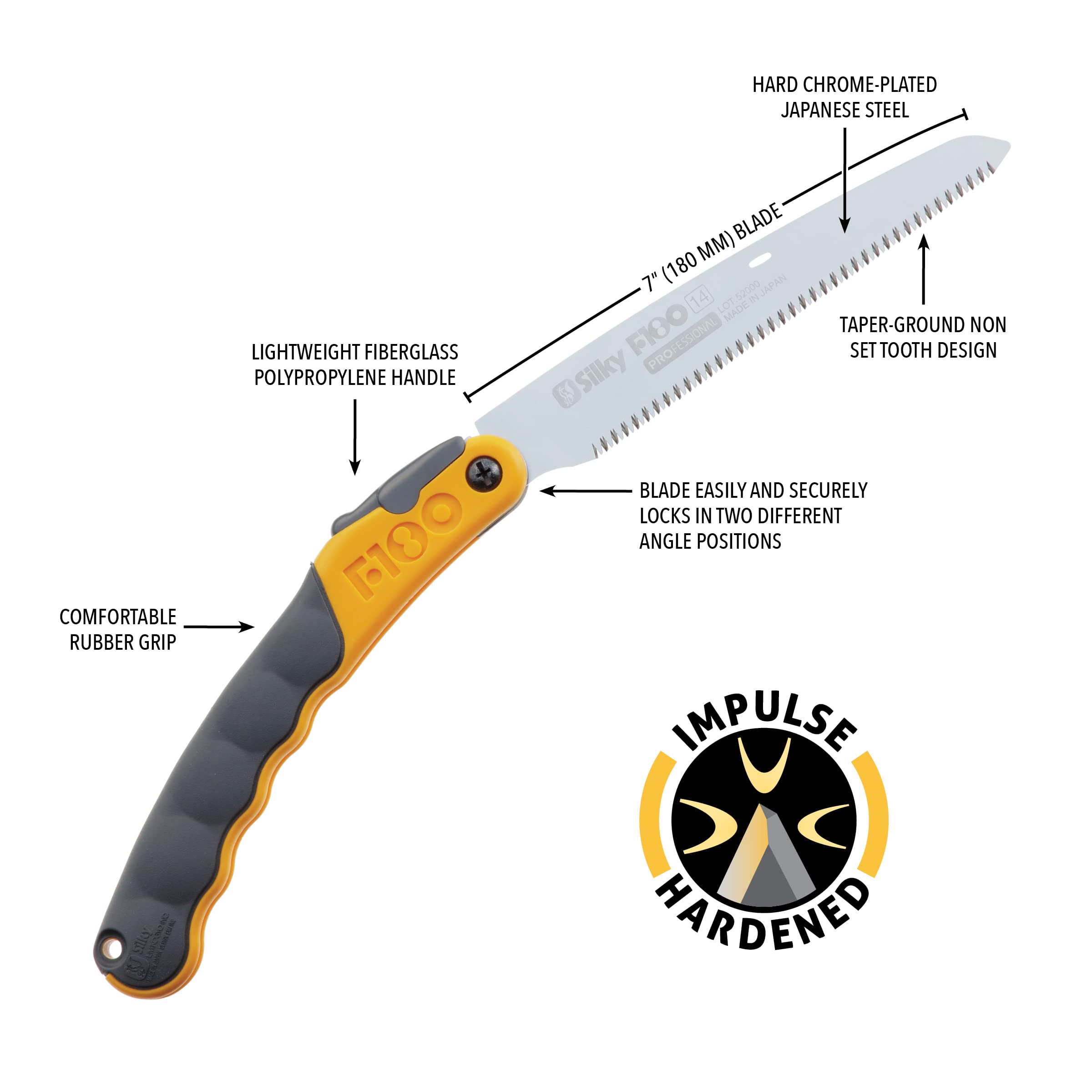 Silky Professional F180 180mm Folding Saw with Fine Teeth (141-18) - Perfect for Woodworking, Camping & Outdoor DIY Projects