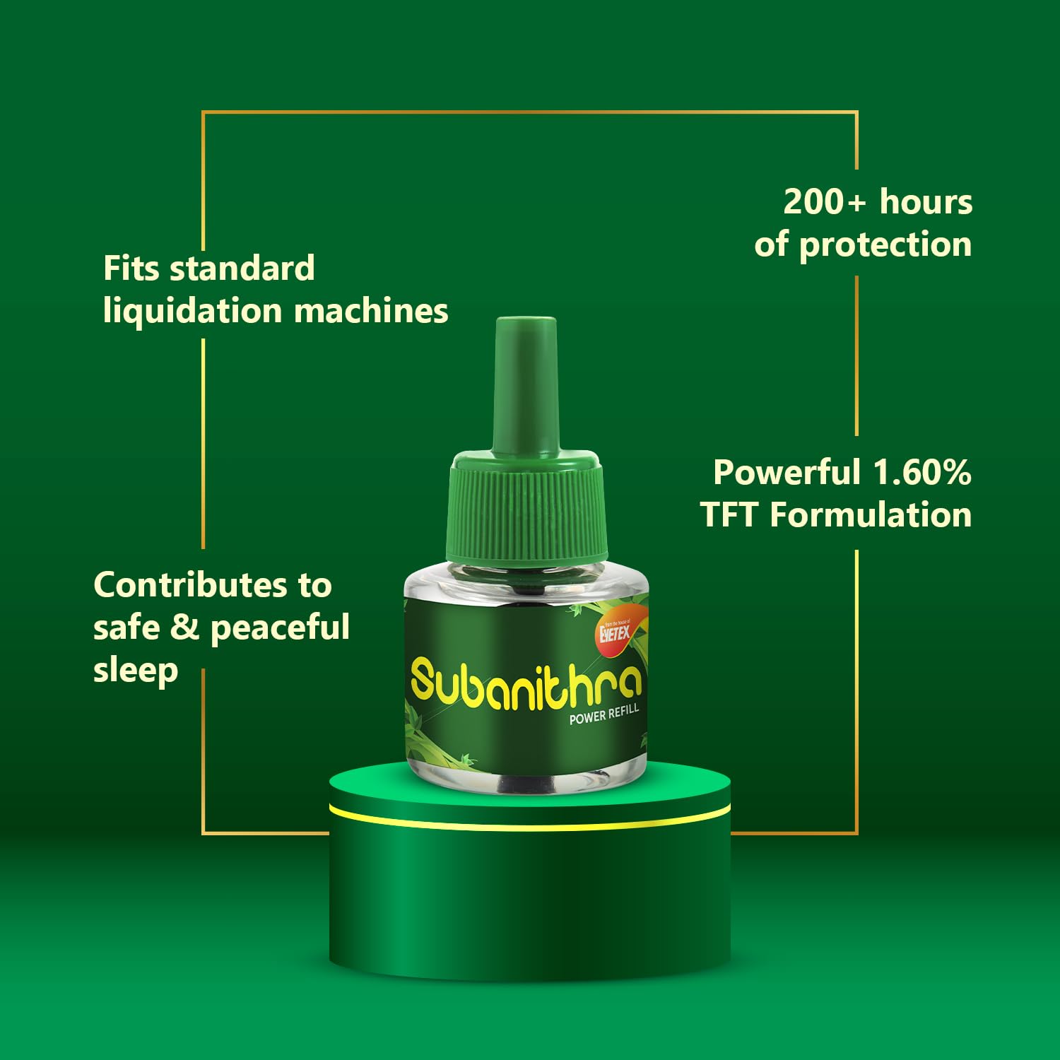 AVL Subanithra Herbal Mosquito Vaporizer Refill 45ml (4 Pack) - Natural Mosquito Repellent for Dengue, Malaria & Chikungunya Protection - Compatible with All Electric Vaporizer Machines - Ideal for Home, Bedroom, Outdoor & Travel Use