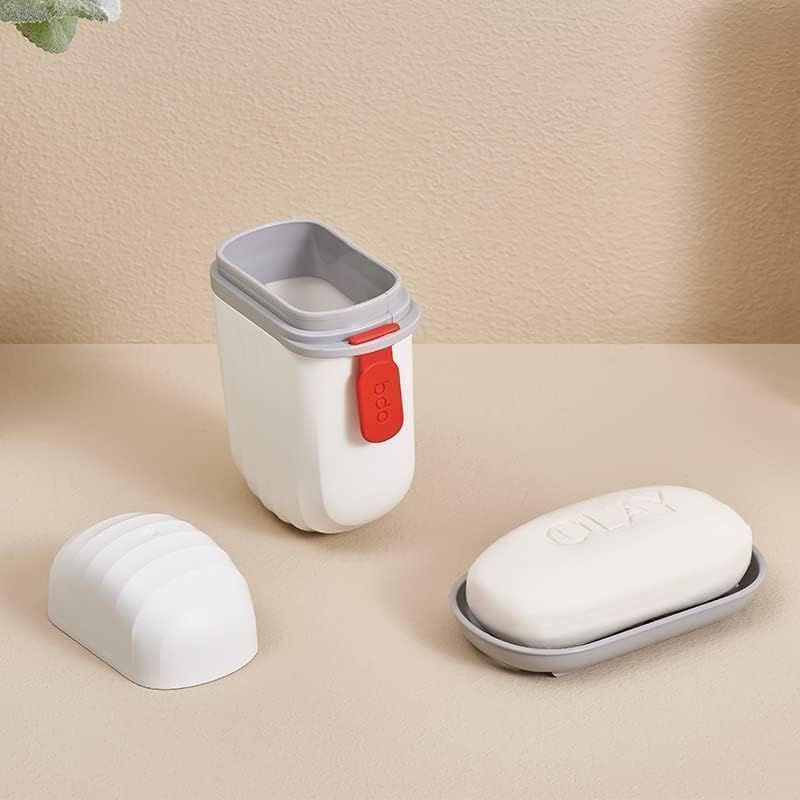 LEMBOSE Travel Soap Container with Leak Proof Lid - Portable Soap Case for Gym, Bathroom, Camping & Hiking - Drain Design Bar Soap Holder - Perfect for Vacation & Outdoor Activities (White)