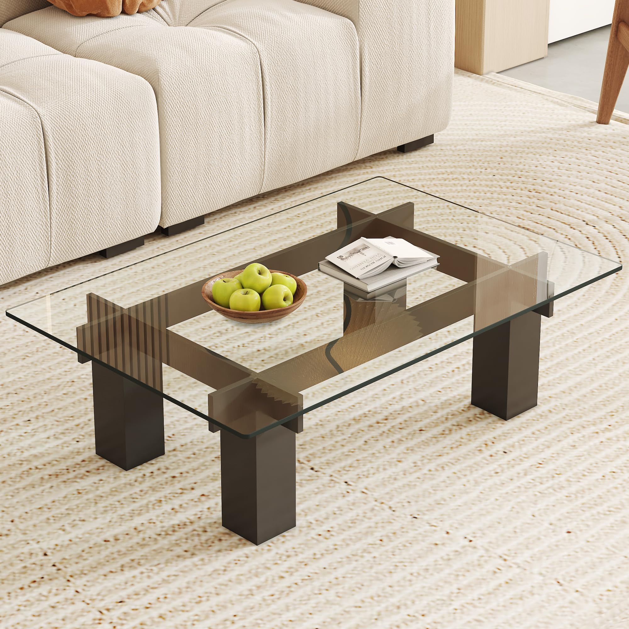 24x36 Inch Tempered Glass Table Top - 0.31 Inch Thick Clear Rectangle Tabletop with 6 Anti-Slip Rubber Pads - Replacement Glass for Dining Table, Kitchen Island, Patio Furniture & Coffee Table - Perfect for Home, Office and Restaurant Use