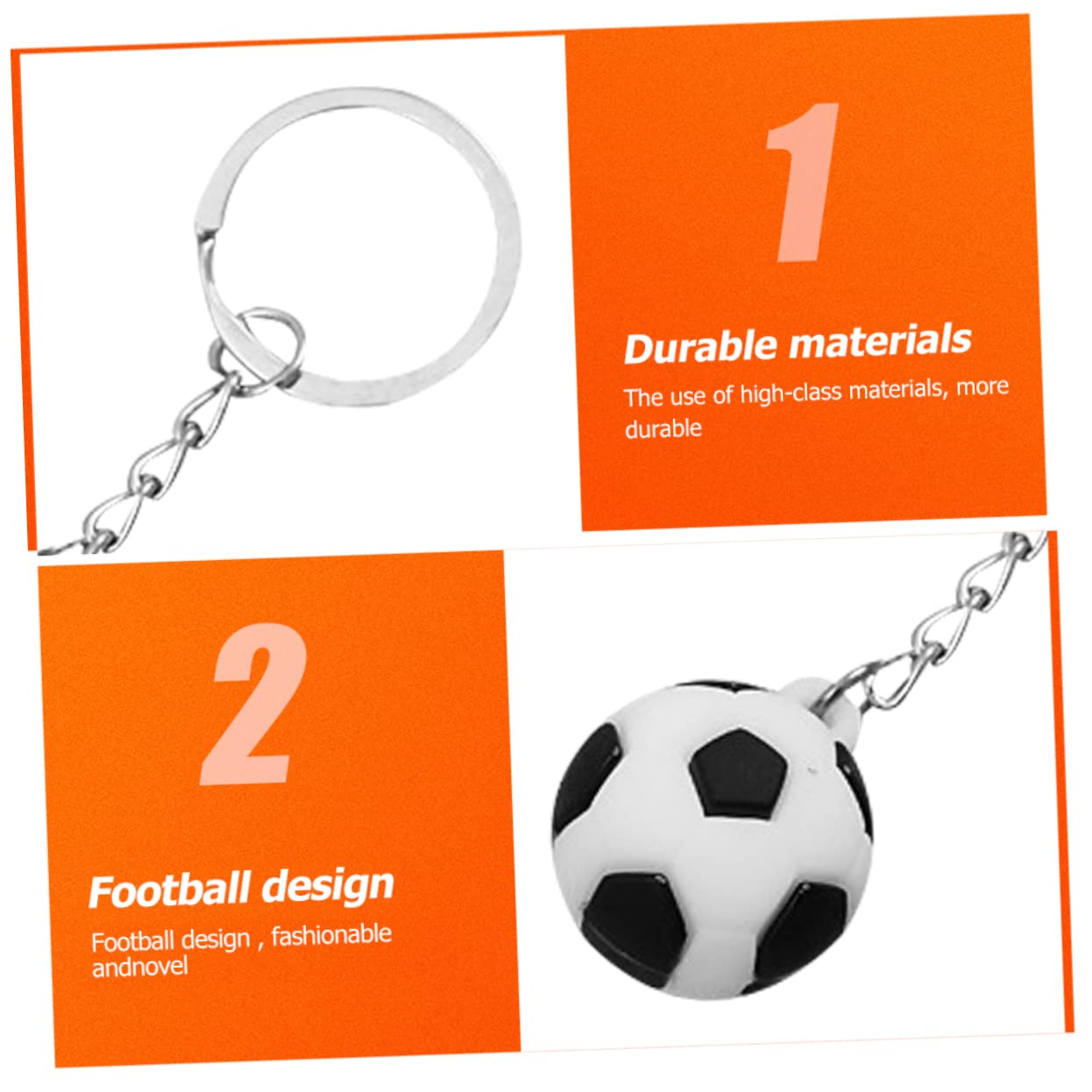 Kisangel 5 Sets Soccer Ball Keychain - Football Design Keyrings for Luggage, Backpack, Purse & Car Keys (10pcs x 5) - Perfect for Sports Fans, Gifts & Travel Accessories