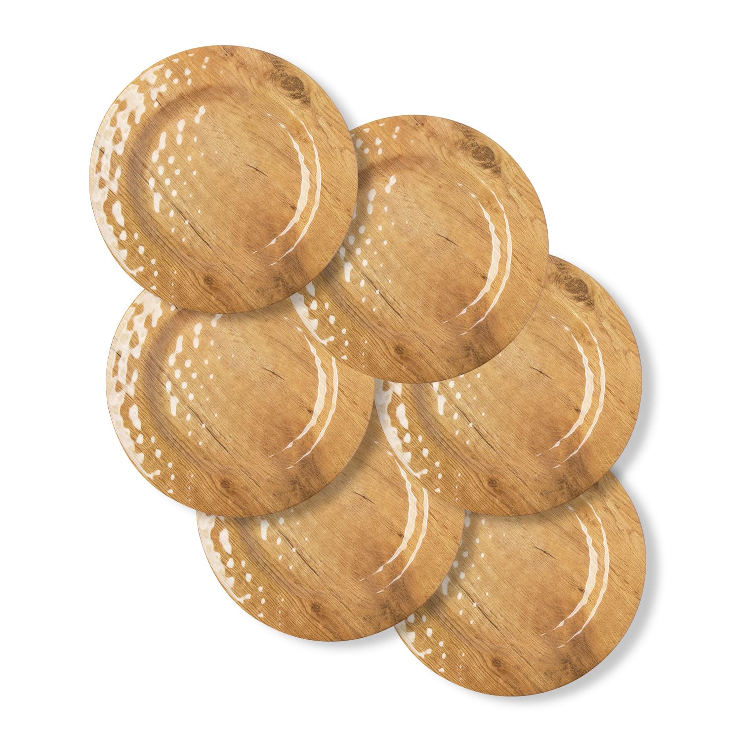 CoCorea 11 Inch Unbreakable Melamine Dinner Plates - Set of 6, Scratch-Resistant Woodgrain Design for Pasta, Steak, Pizza & Risotto - Perfect for Outdoor Camping, Picnics & Durable Everyday Dining
