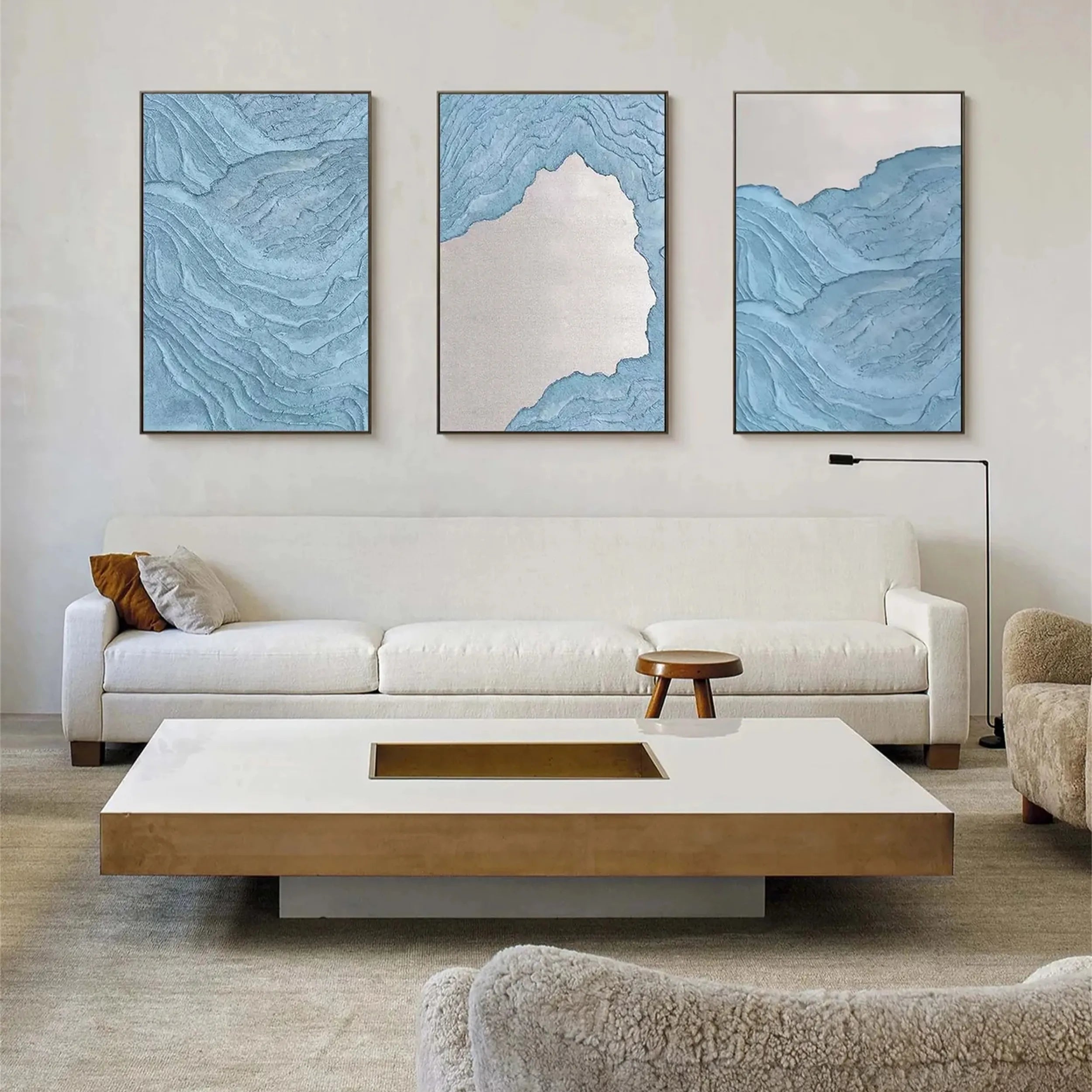 Ocean and Sky Painting Set of 3 - Coastal Wall Art for Living Room, Bedroom & Office Decor | Modern Seascape Canvas Prints | #OS149