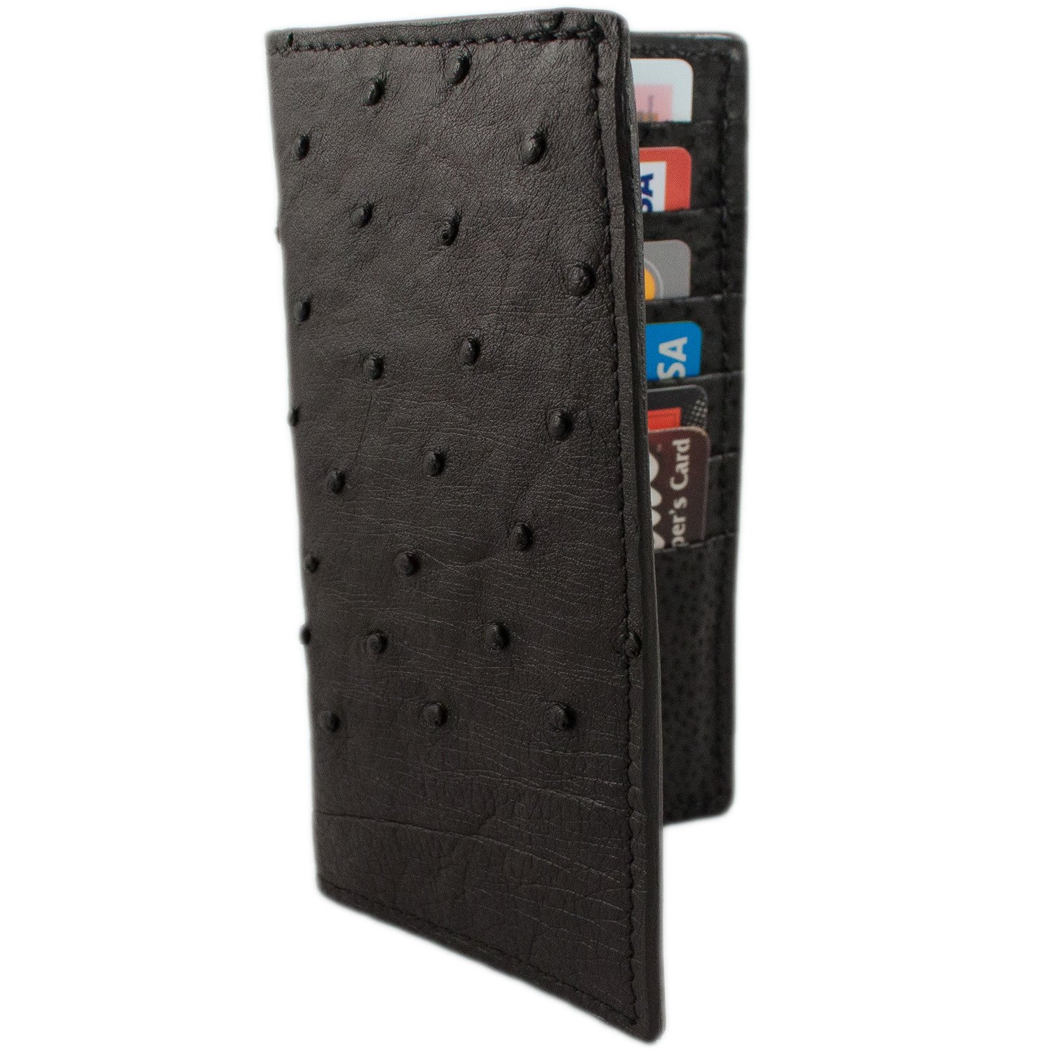 Authentic Ostrich Leather Rodeo Checkbook Wallet - Western Style Bifold Wallet for Cowboy, Rancher & Outdoor Enthusiasts
