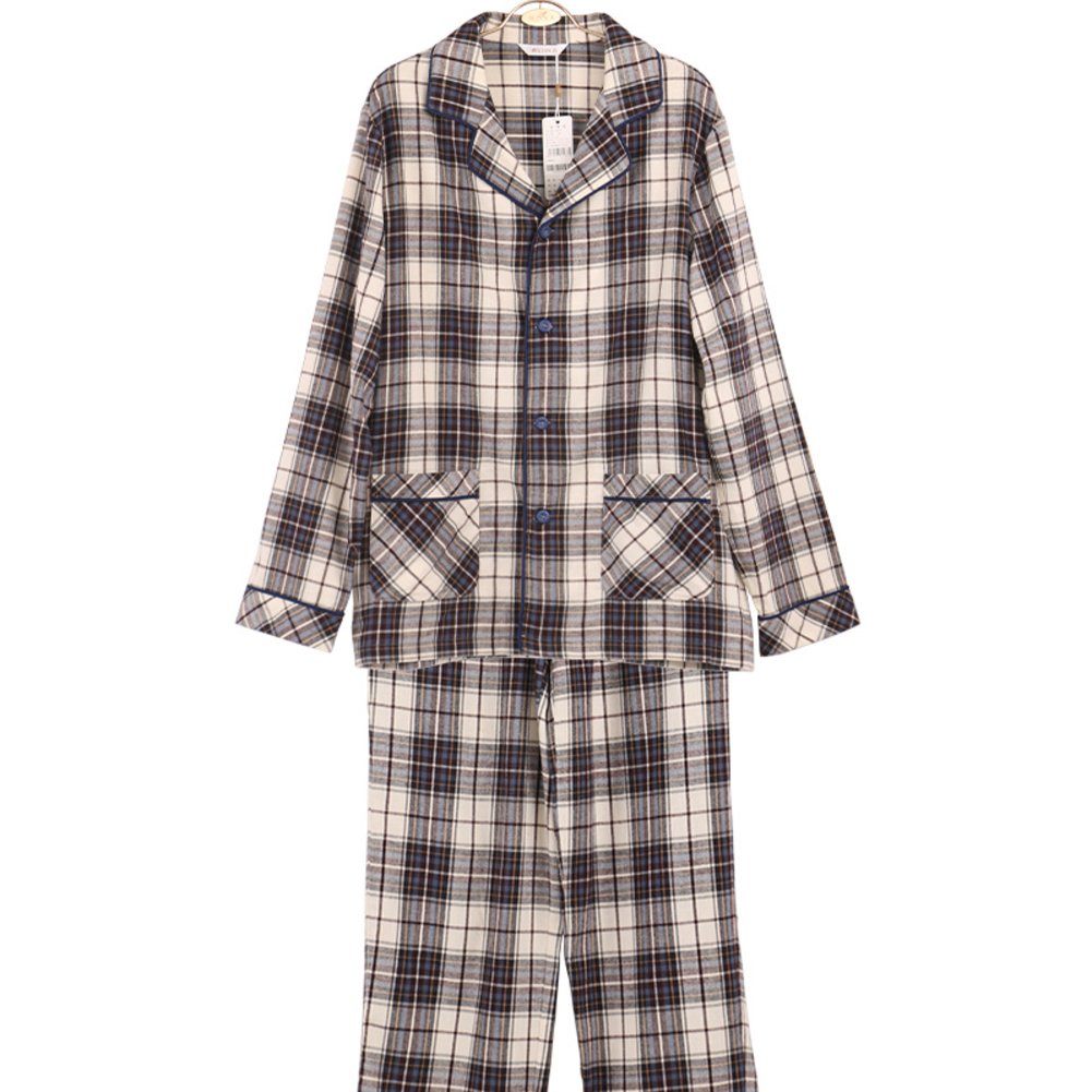 Men's Soft Brushed Plaid Cotton Pajama Set - Cozy Fall Sleepwear for Relaxing at Home & Lounging in Comfort