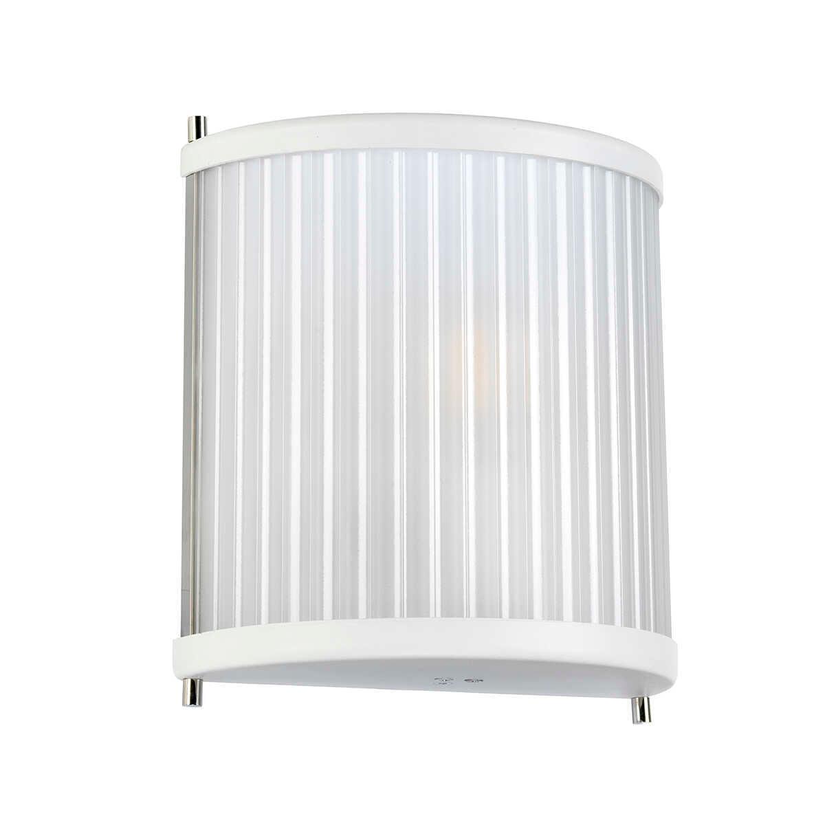 Elstead Corona 1-Light White Polished Nickel Wall Sconce - Perfect for Bedroom, Hallway, and Entryway Lighting