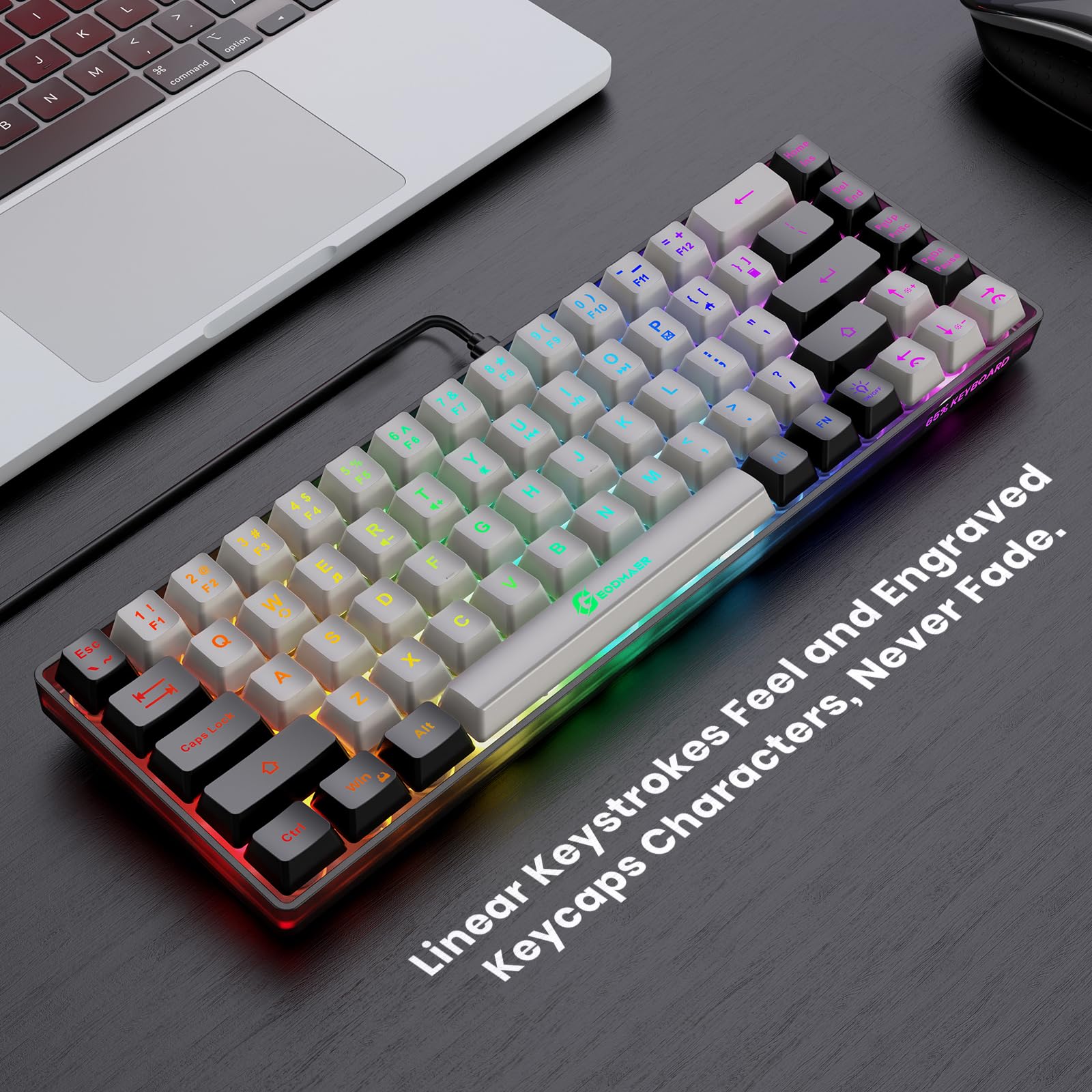 65% Wired Gaming Keyboard - Compact 68 Keys, Anti-Ghosting for PC Gamers (Office & Esports)