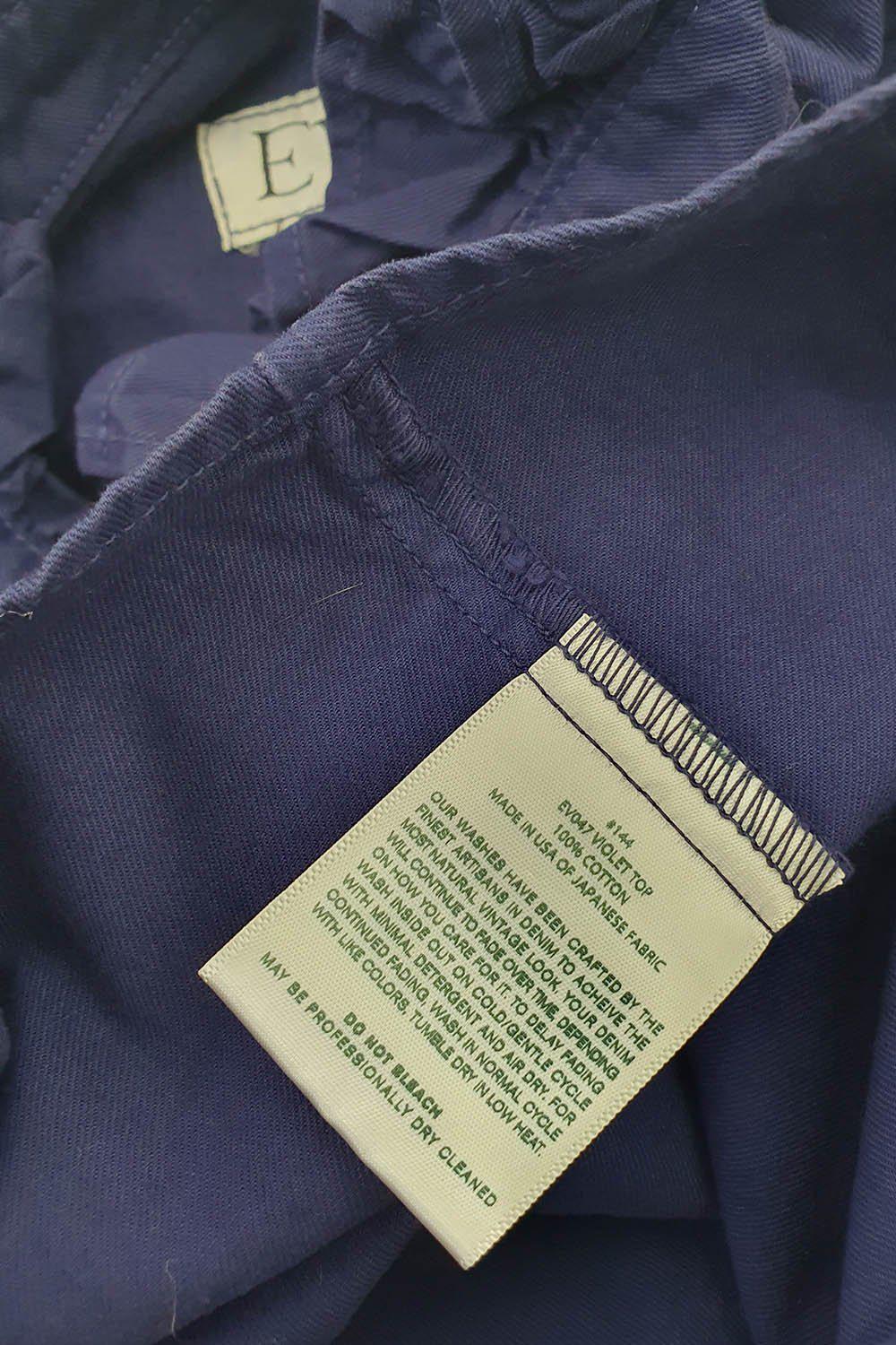 EVE DENIM 100% Cotton Women's Violet Button-Down Shirt in Navy Blue (XS) - Casual Office Wear & Spring Outfits