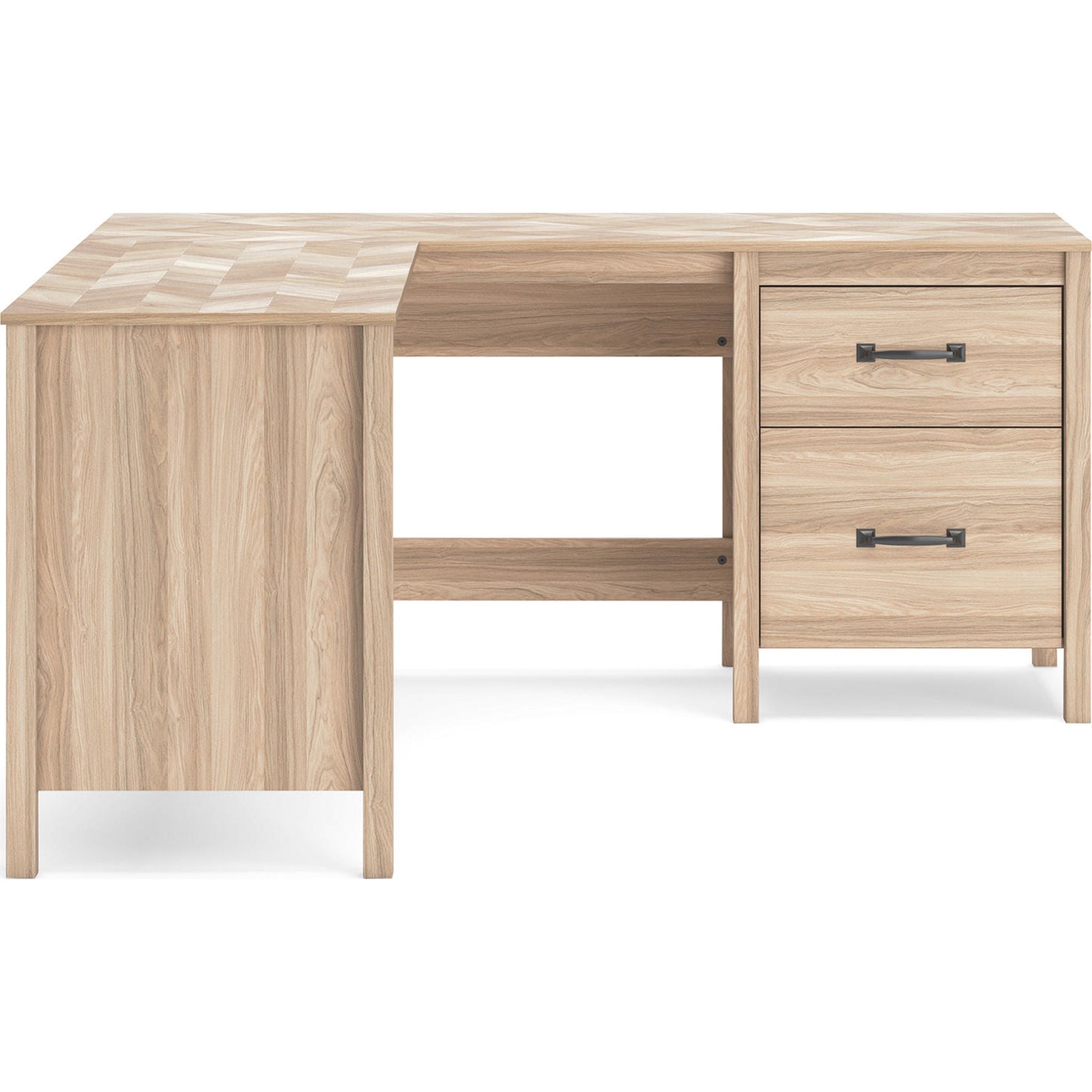 Battelle Modern Wooden Office Desk in Tan - Stylish Home & Office Workspace for Professionals & Remote Workers