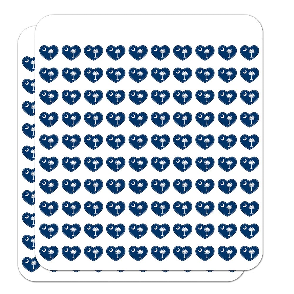 South Carolina State Flag Heart Shaped Stickers - DIY Planner, Calendar, Scrapbook, Journal Decoration - Perfect for Crafting, Bullet Journaling & Home Decor