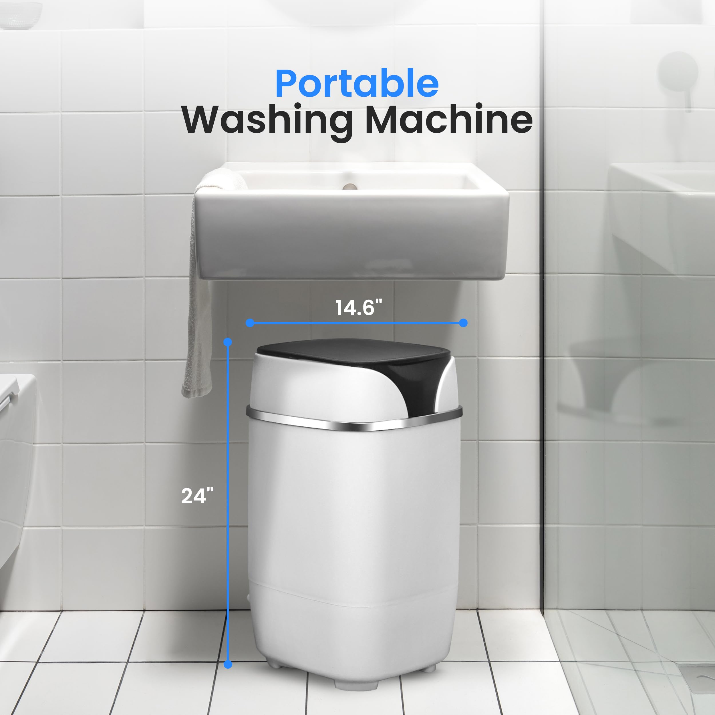 **SereneLife PUCWM200 Portable Full-Automatic Compact Washing Machine with Multiple Wash Programs - Perfect for RV, Dorm, Apartment & Small Spaces (White) - Ideal for Travel, Camping & Tiny Homes**