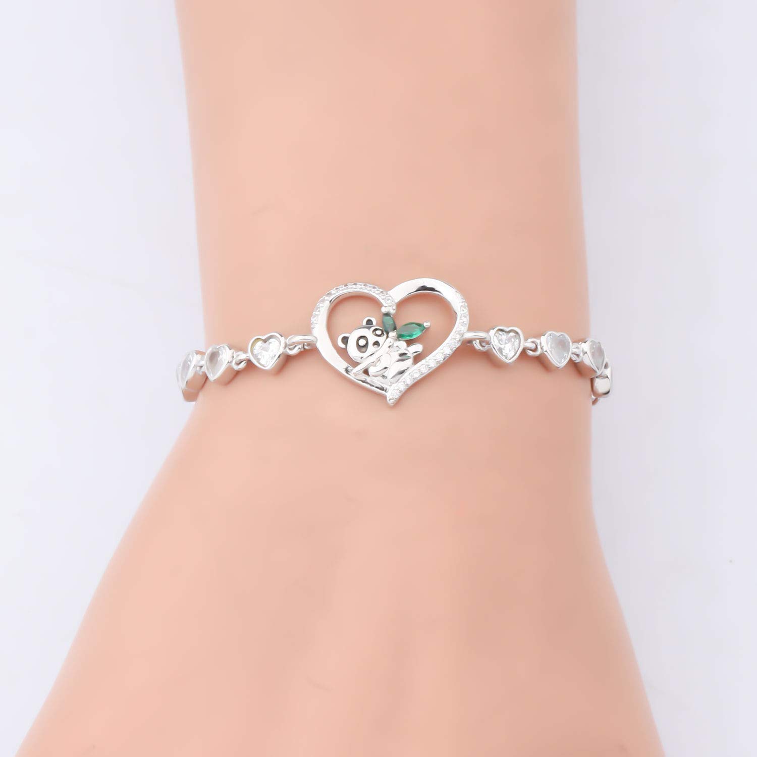 Adjustable Panda Charm Bracelet for Women - Cute Animal Lover Gift with Heart Shaped Panda Charms | Perfect for Birthday, Anniversary, Valentine's Day Gifts & Everyday Fashion Accessory