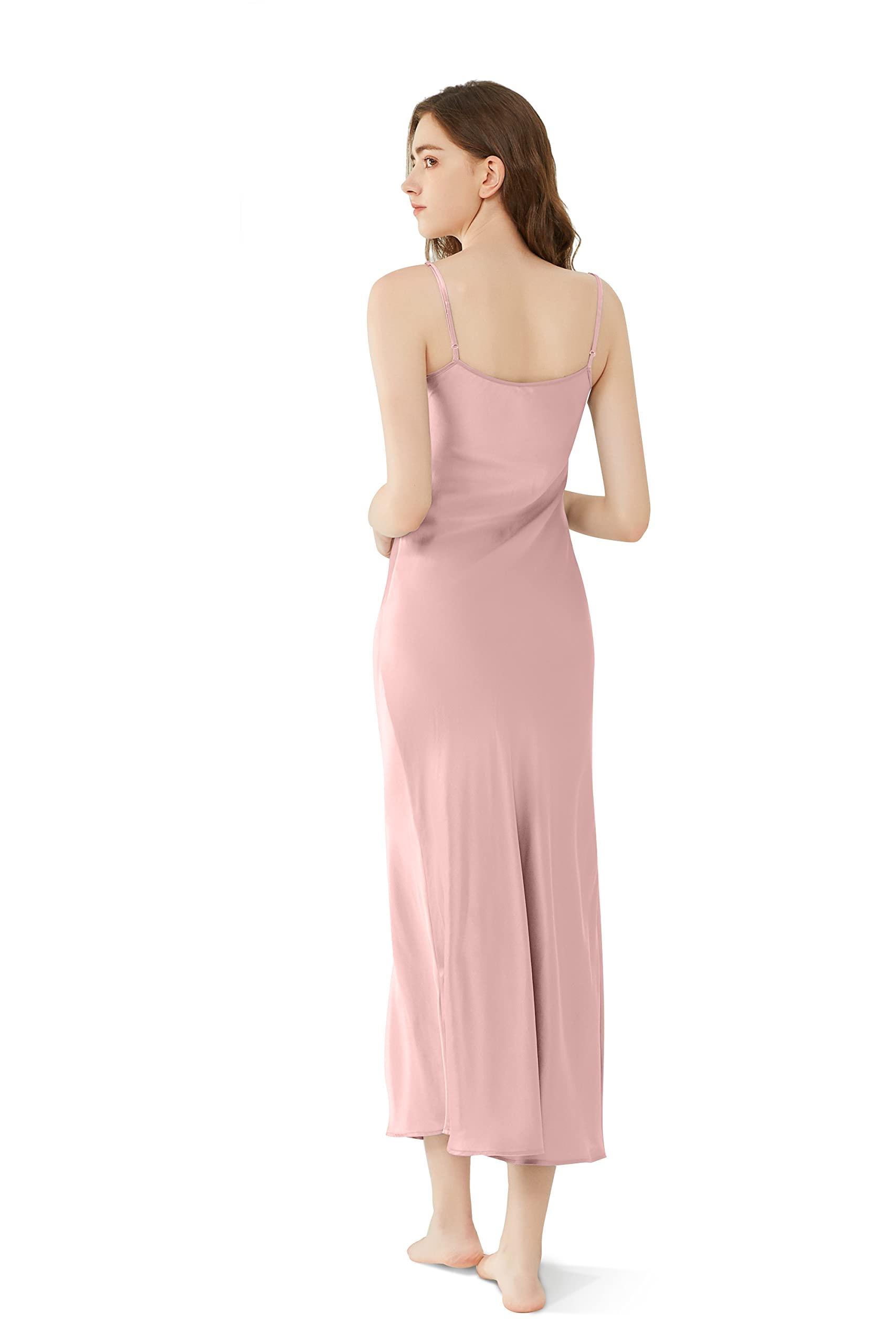 Orose Premium Low Cut Back Long Silk Nightgown for Women - Elegant Sleepwear & Loungewear for Comfortable Nights and Relaxing at Home