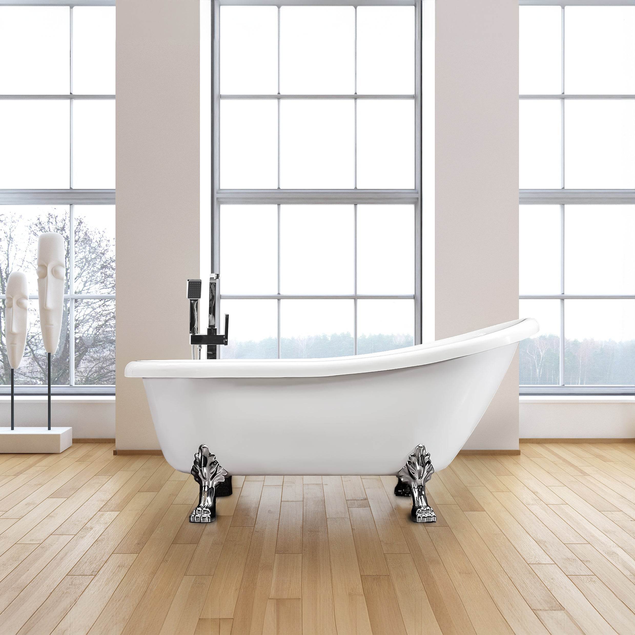Dreamwerks 5.5 ft. Acrylic Claw Foot Oval Bathtub - Freestanding Soaking Tub for Spa-Like Relaxation in Bathroom or Master Suite