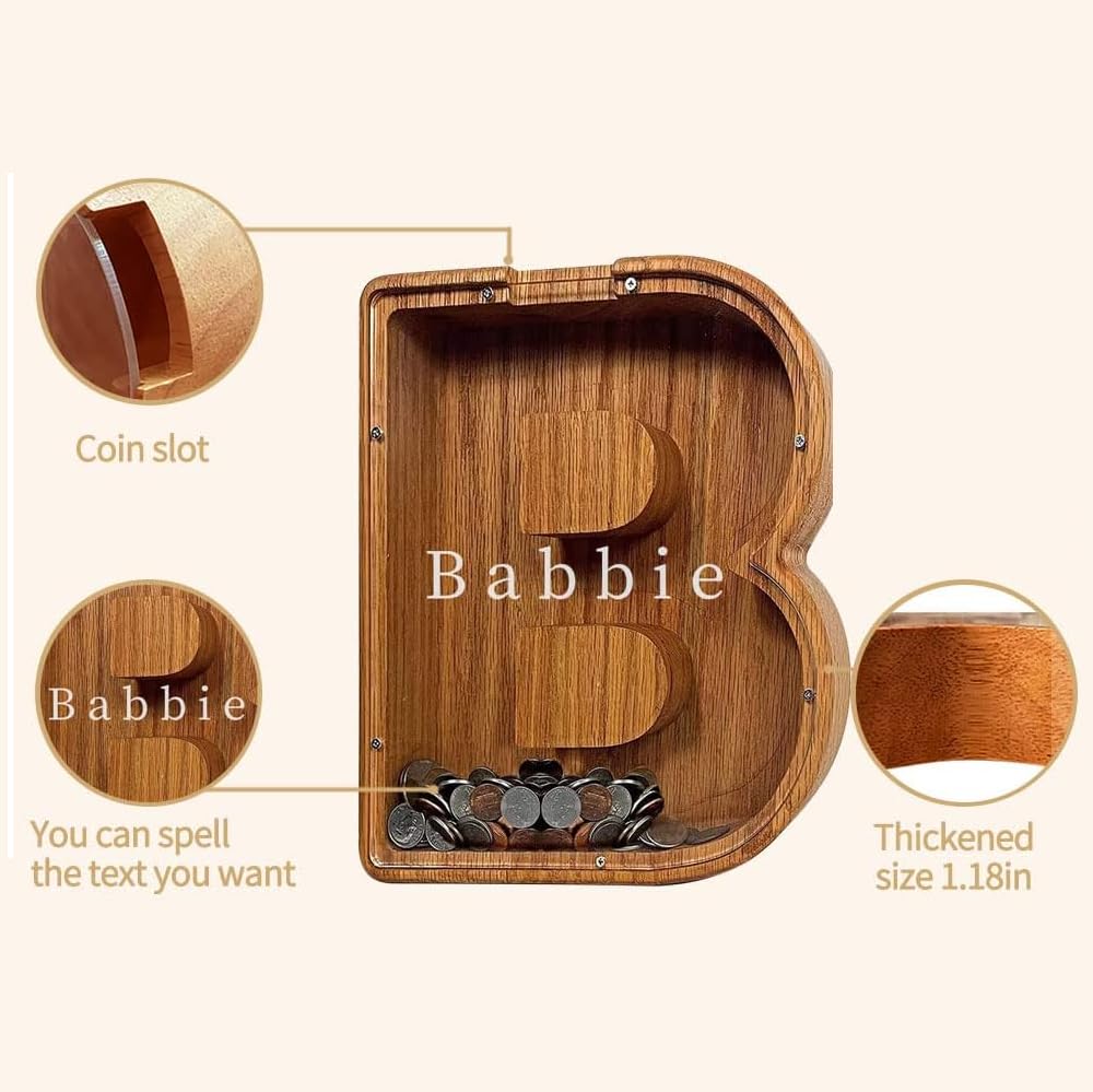 Custom Personalized Letter Piggy Bank - Engraved Money Box for Coins & Savings - Unique Christmas Birthday Gift for Adults, Boys & Girls - Home Decor & Savings Motivator for Kids' Rooms, Offices & Gifts