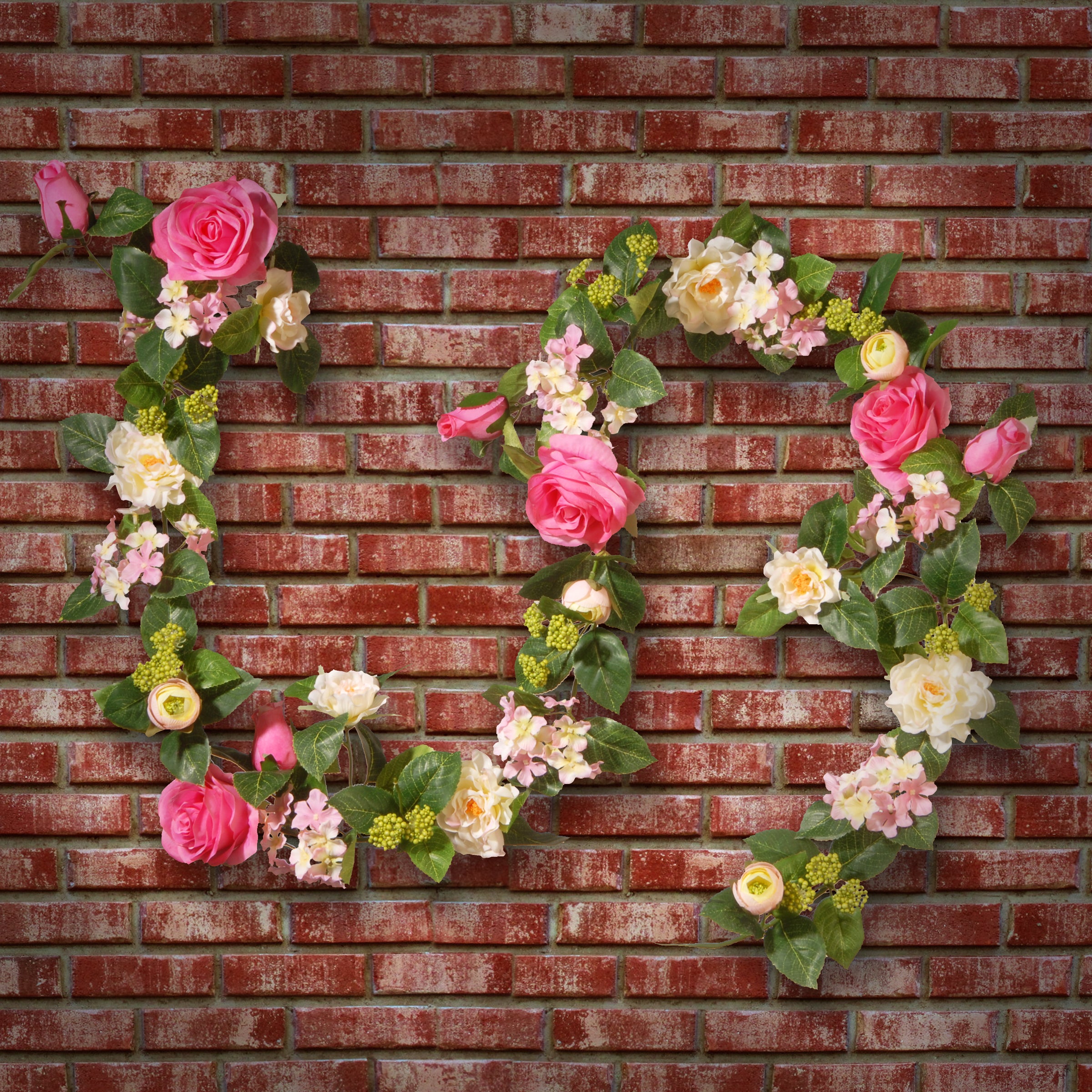 6 ft. Spring Floral Garland with Roses, Hydrangeas, Berries & Greenery - Perfect for Wedding Decor, Party Backdrops & Home Wall Decoration
