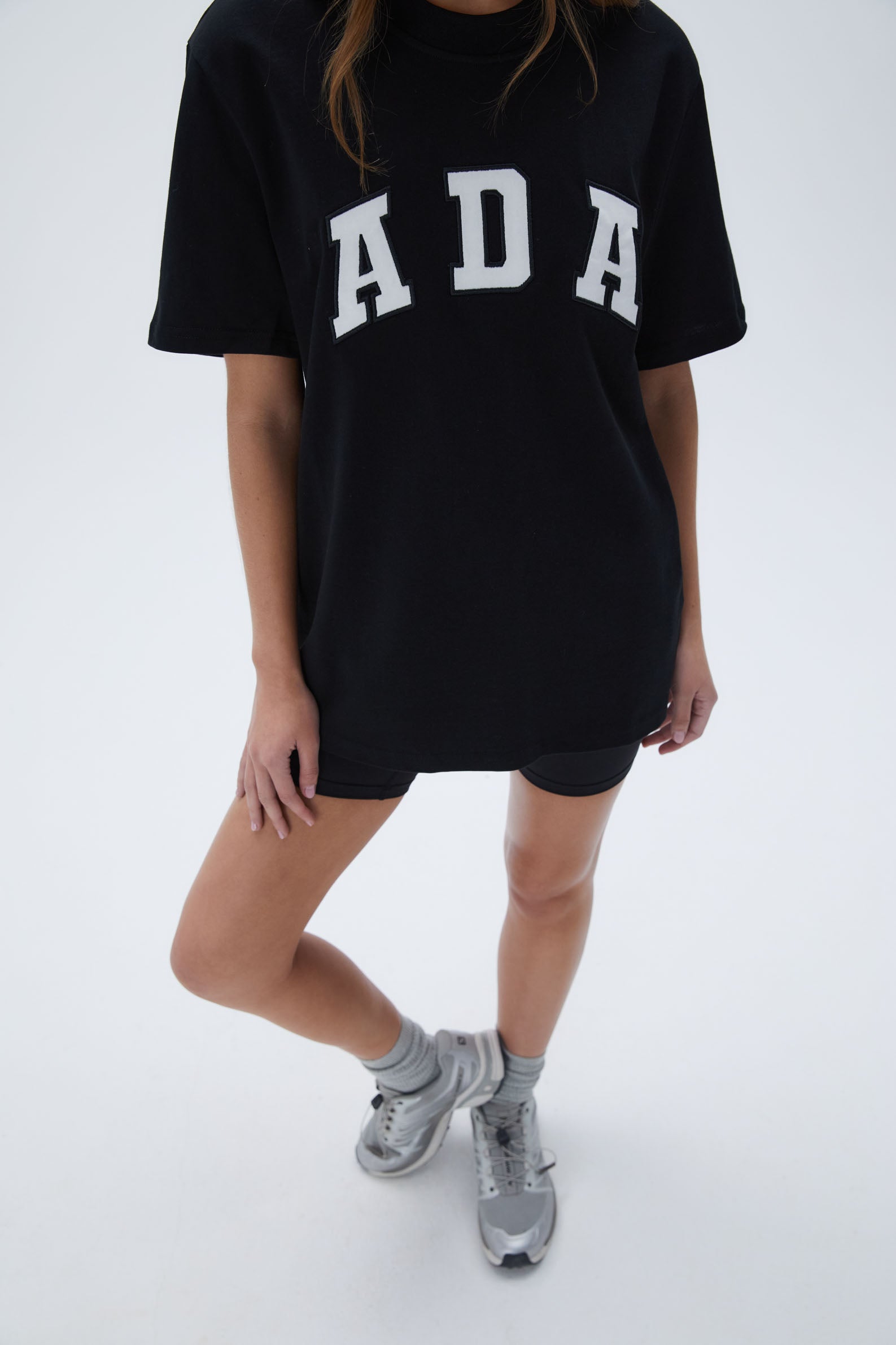 ADA Short Sleeve Oversized T-Shirt for Women - Black & White Cotton Tee | Casual Loungewear, Streetwear Fashion | Perfect for Everyday Wear, Outings & Relaxing