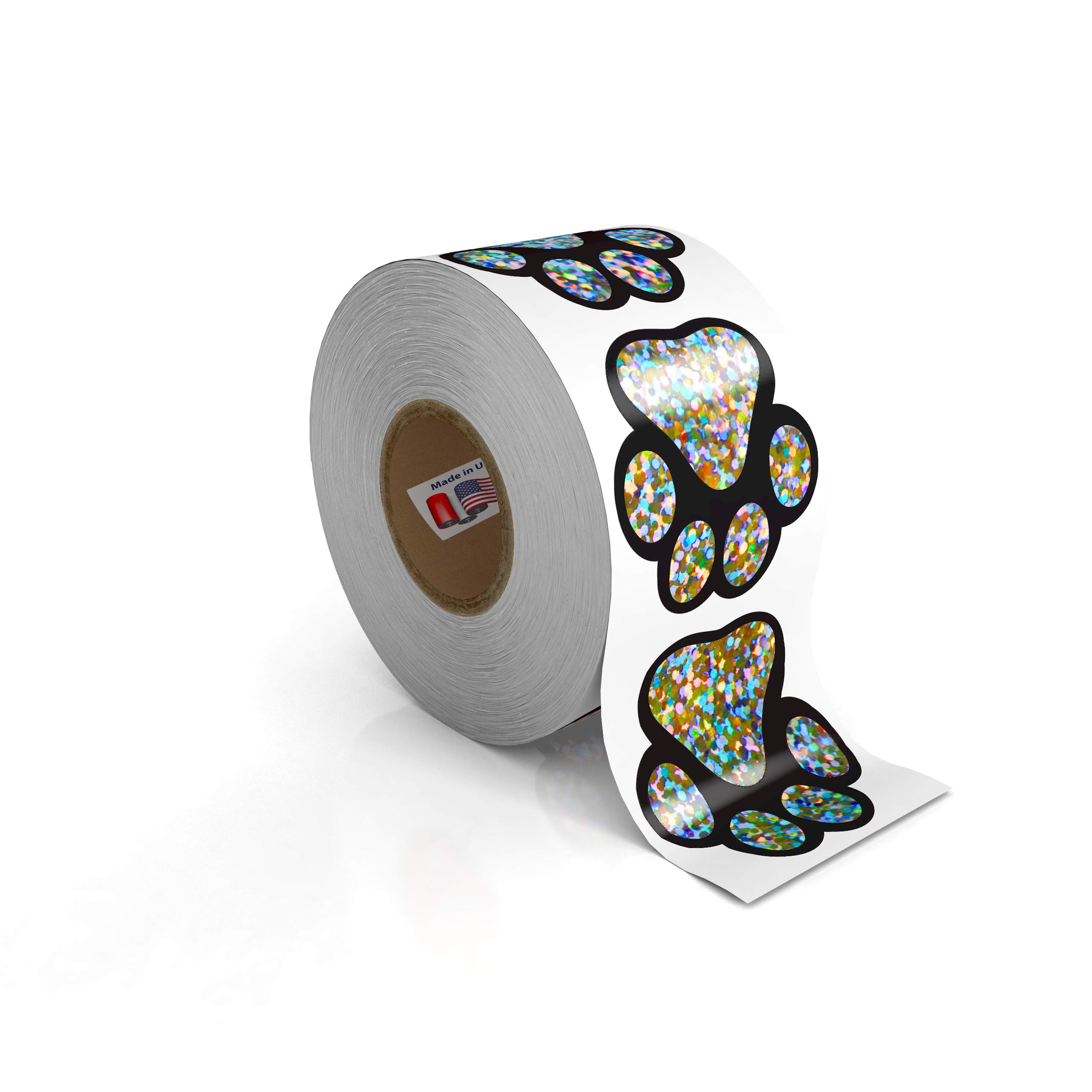 500 Glitter Holo Paw Print Stickers - 1.5