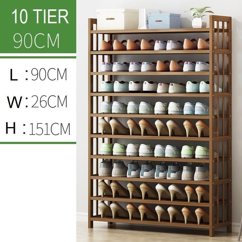10-Tier Bamboo Shoe Rack Organizer - Space Saving Corner Storage Shelf for Entryway, Closet & Bedroom Organization