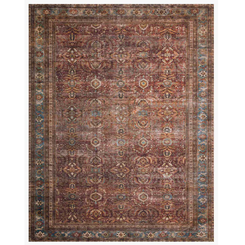 Loloi Layla Area Rug - Brick & Blue Handmade Vintage Distressed Design - 5' x 7.5' (1.52m x 2.29m) - Perfect for Living Room, Bedroom & Boho Home Decor