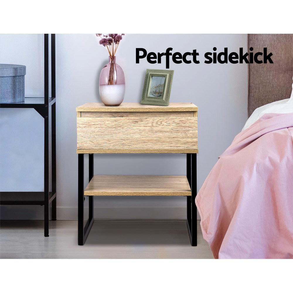 Modern Chest Style Metal Bedside Table - Nightstand with Drawer Storage for Bedroom, Living Room & Office - Compact & Durable Design for Small Spaces
