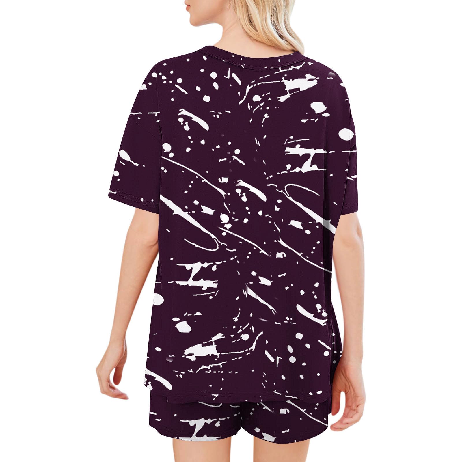 Women's 2-Piece Casual Outfit Set - Short Sleeve Graphic T-Shirt & Lounge Shorts Matching Summer Pajama Set | Trendy Loungewear for Home, Travel & Vacation