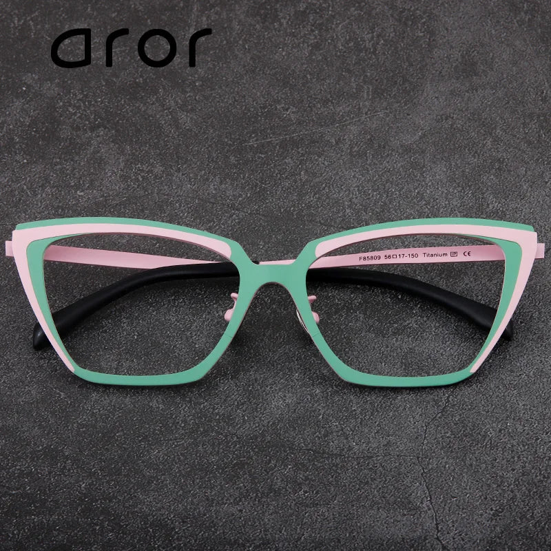 Stylish Unisex Full Rim Square Cat Eye Glasses - Lightweight Titanium Acetate Frame (Model 455617) | Perfect for Work, Reading & Fashion Statement