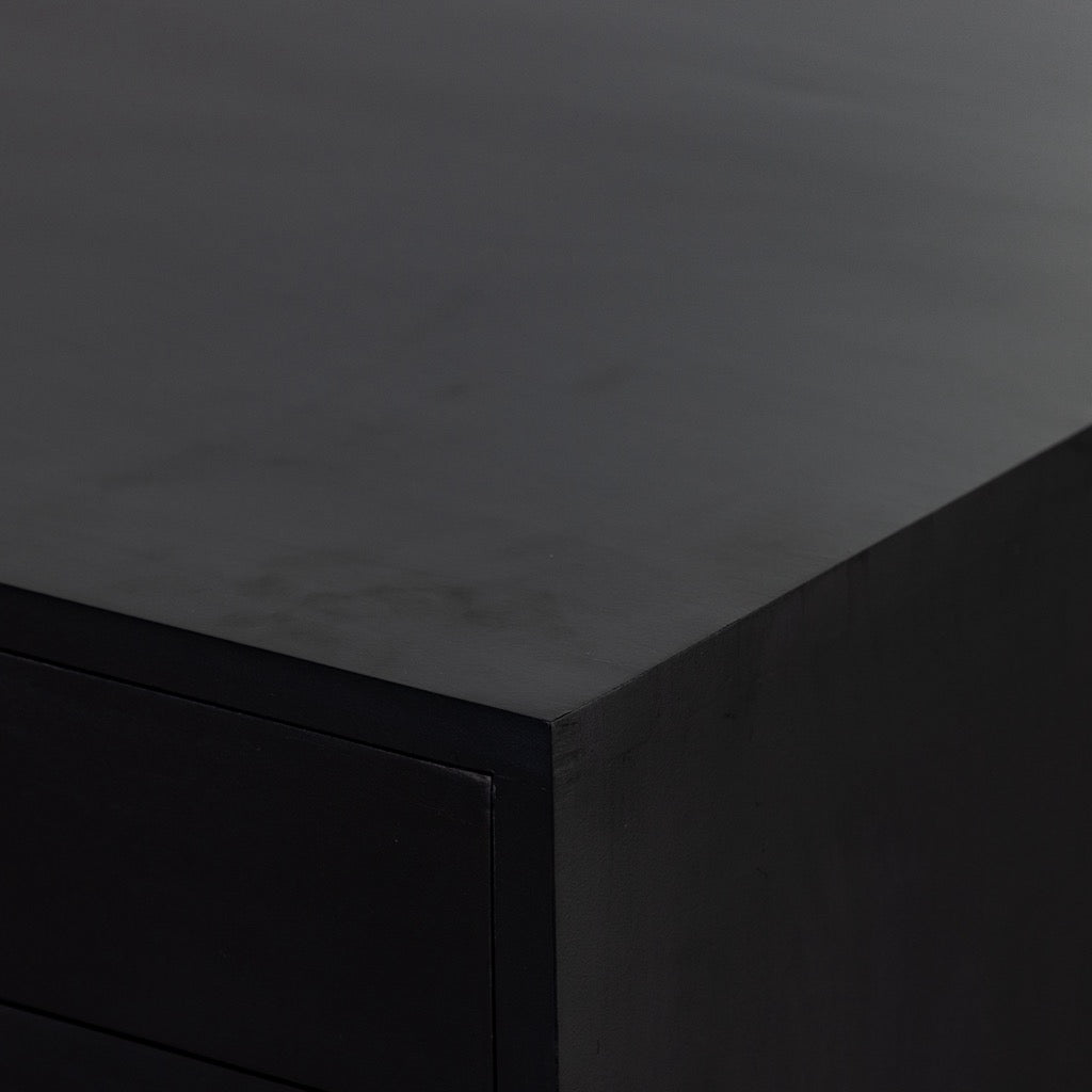 Isador Executive Desk - Black Wash Poplar Wood Office Desk for Home & Business | Modern Workstation for Professionals & Remote Workers