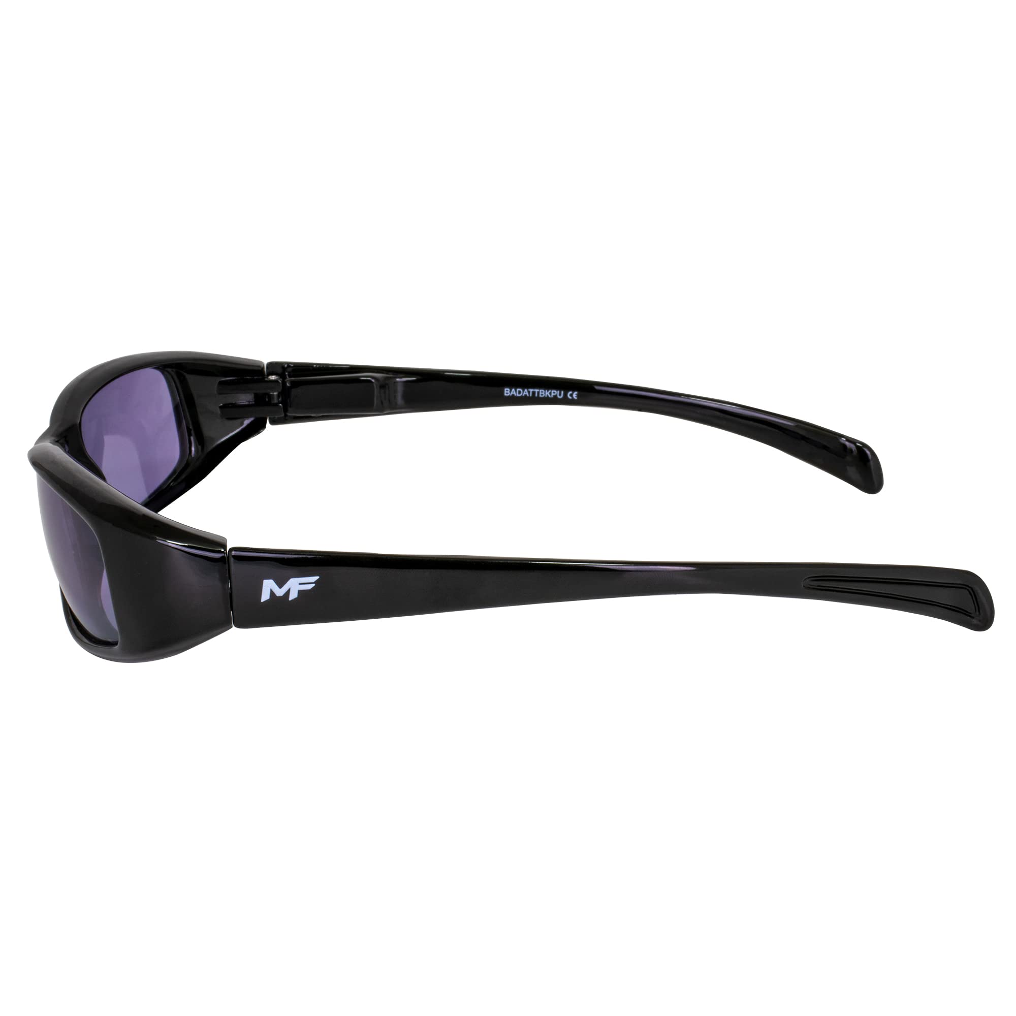 3 Pairs MF Eyewear Bad Attitude Motorcycle Glasses - Shatterproof Polycarbonate, UV400 Protection, Scratch-Resistant - Black Frame with Clear Blue & Purple Lenses for Motorcycle Riding, Cycling & Outdoor Sports