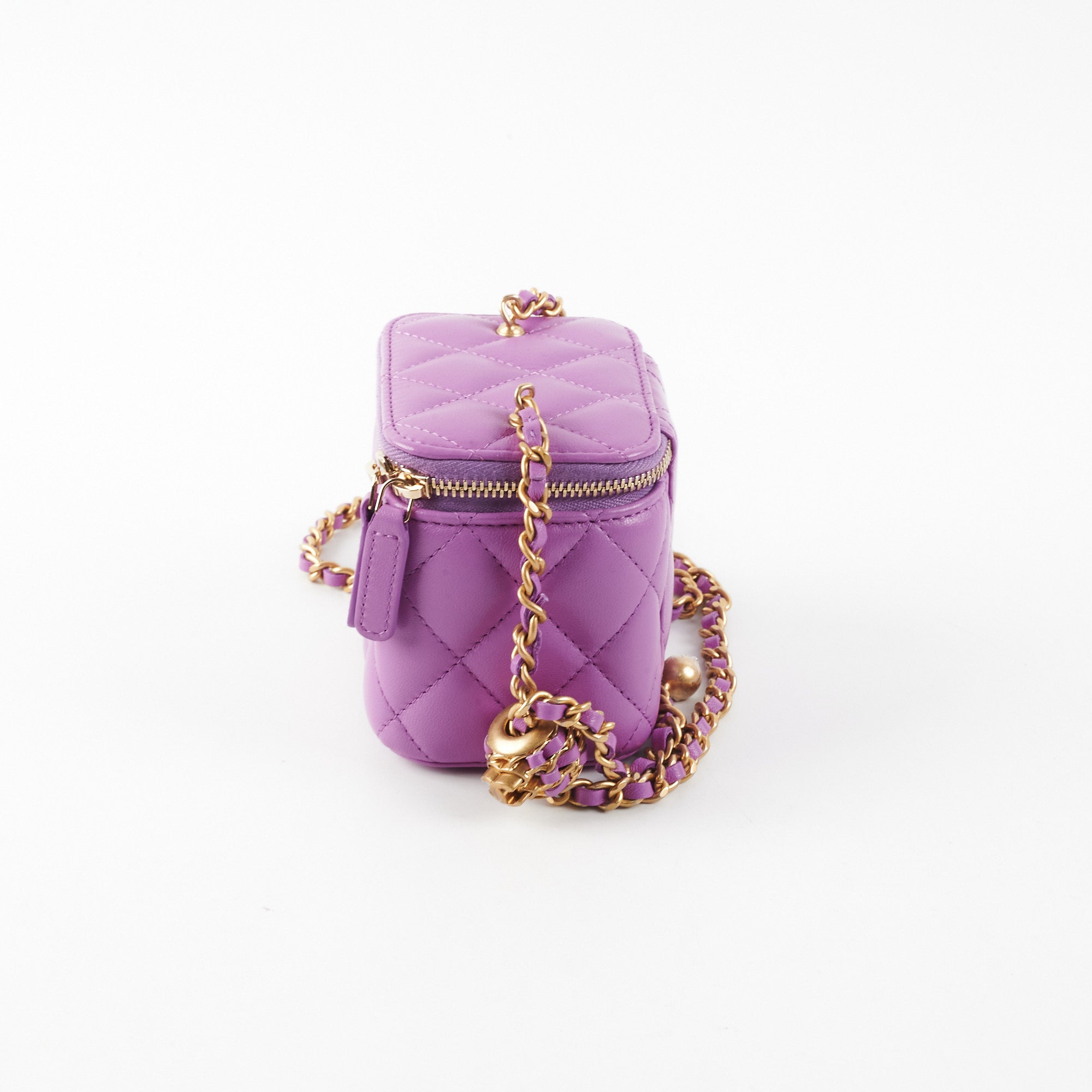 Chanel Pearl Crush Mini Vanity Case in Purple | Luxury Crossbody Bag for Women | Perfect for Parties, Date Nights & Special Occasions