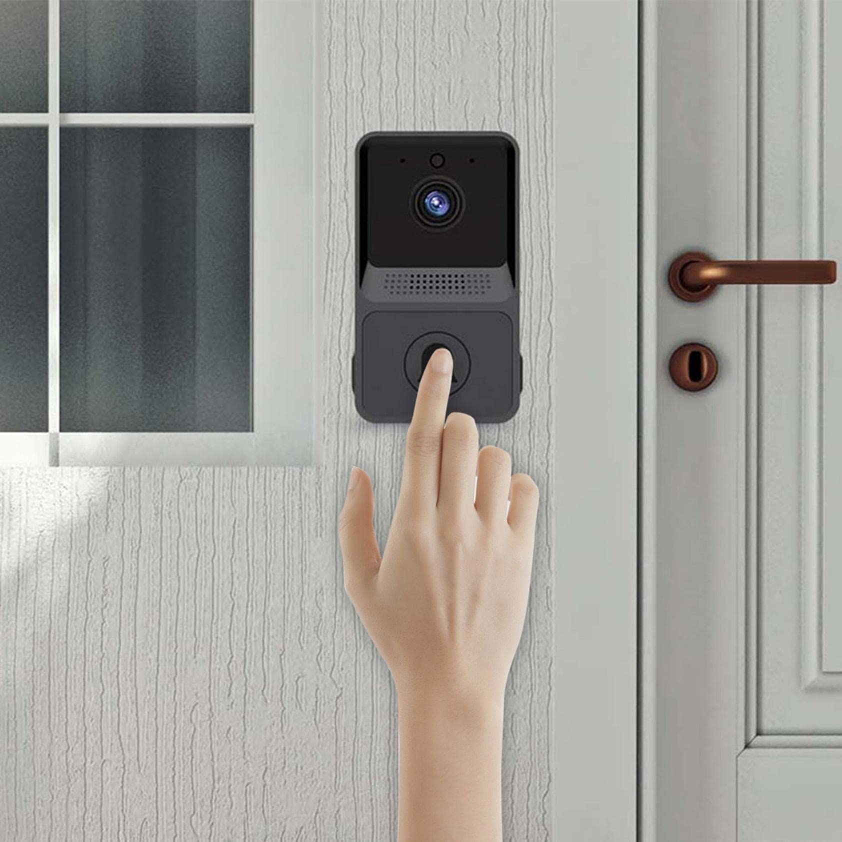 Hopeg Smart Wireless Video Doorbell - 2.4GHz WiFi Security Camera with Night Vision & Two-Way Audio | Real-Time HD Video Monitoring | iOS & Android Compatible | Perfect for Home, Apartment & Office Security