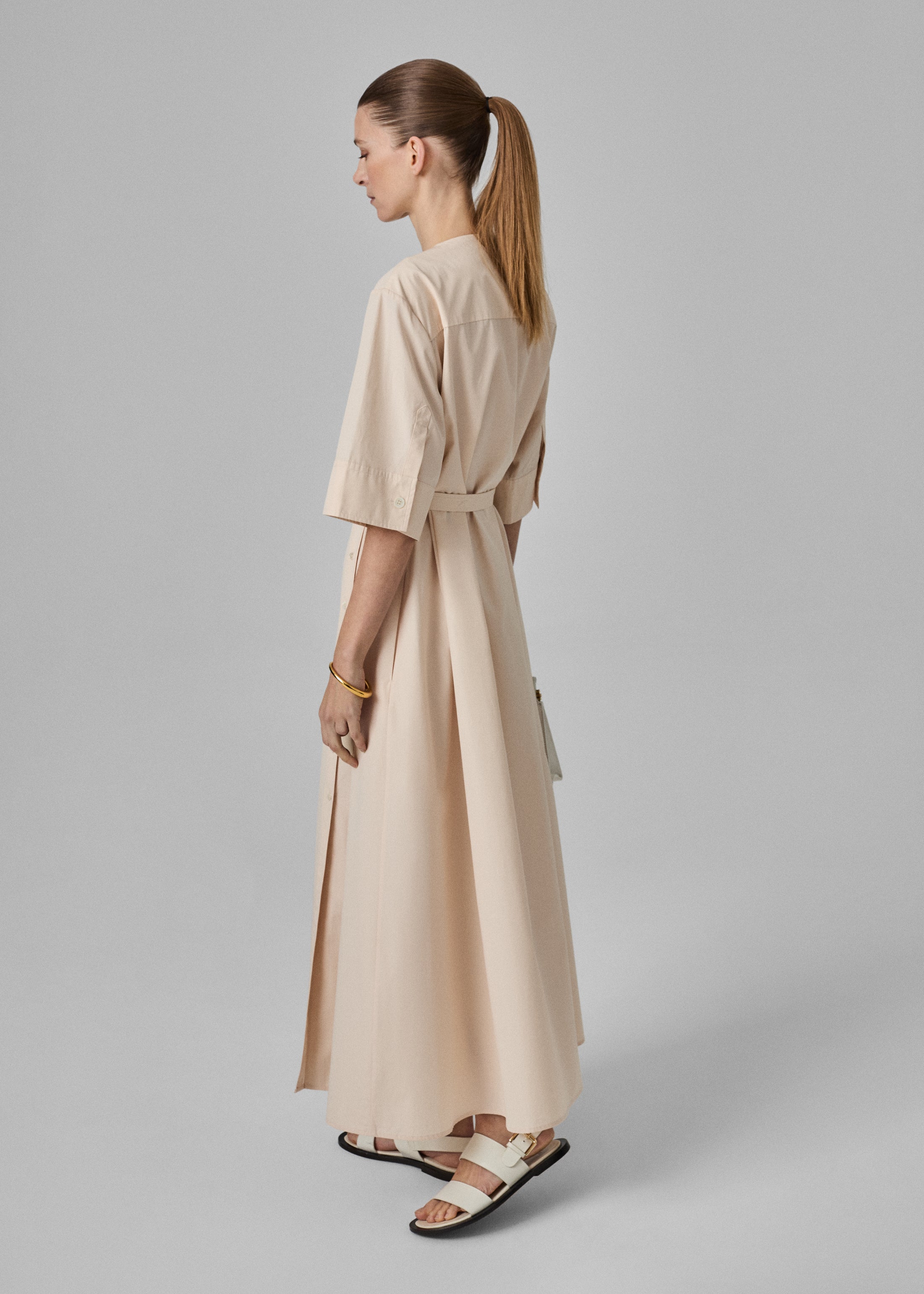 Elegant Pink Cotton Poplin Gathered Belted Dress for Women - Perfect for Summer Outfits, Casual Wear & Special Occasions