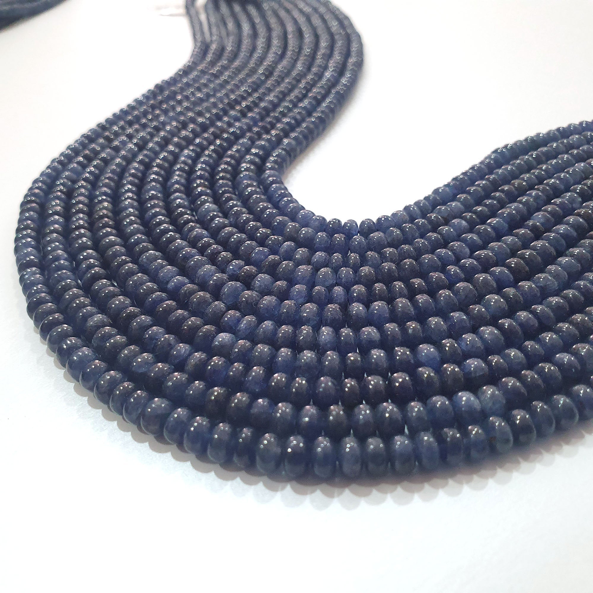 Natural Blue Sapphire Gemstone Rondelle Beads - 16 Strands, 3mm 4mm 5mm Sizes, Untreated 100% Genuine for Jewelry Making, DIY Crafts, Bracelets & Necklaces - Perfect for Gifts & Spiritual Healing
