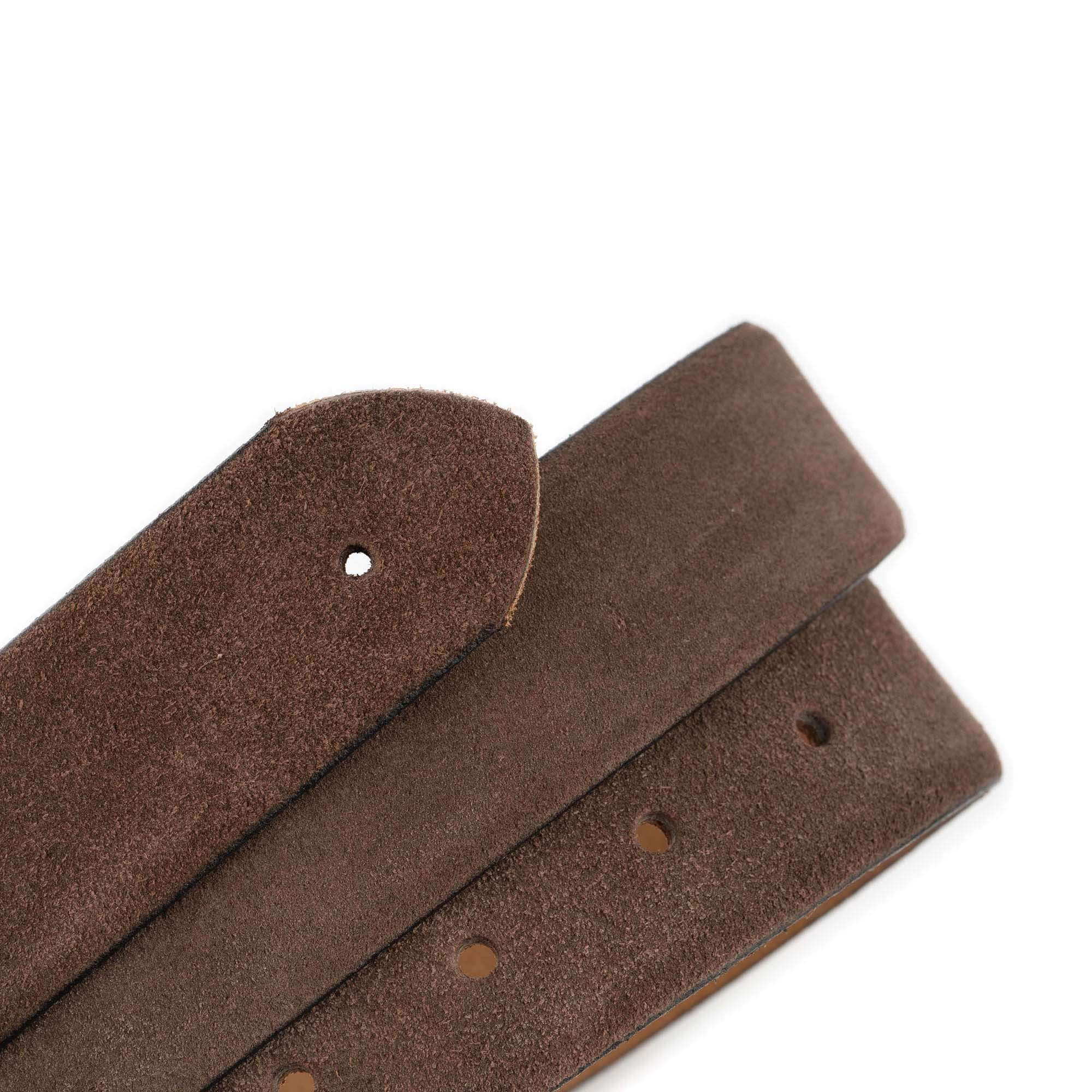 Premium Genuine Suede Leather Belt Straps for Montblanc Buckles - Medium Brown - Perfect for Business Attire & Formal Occasions