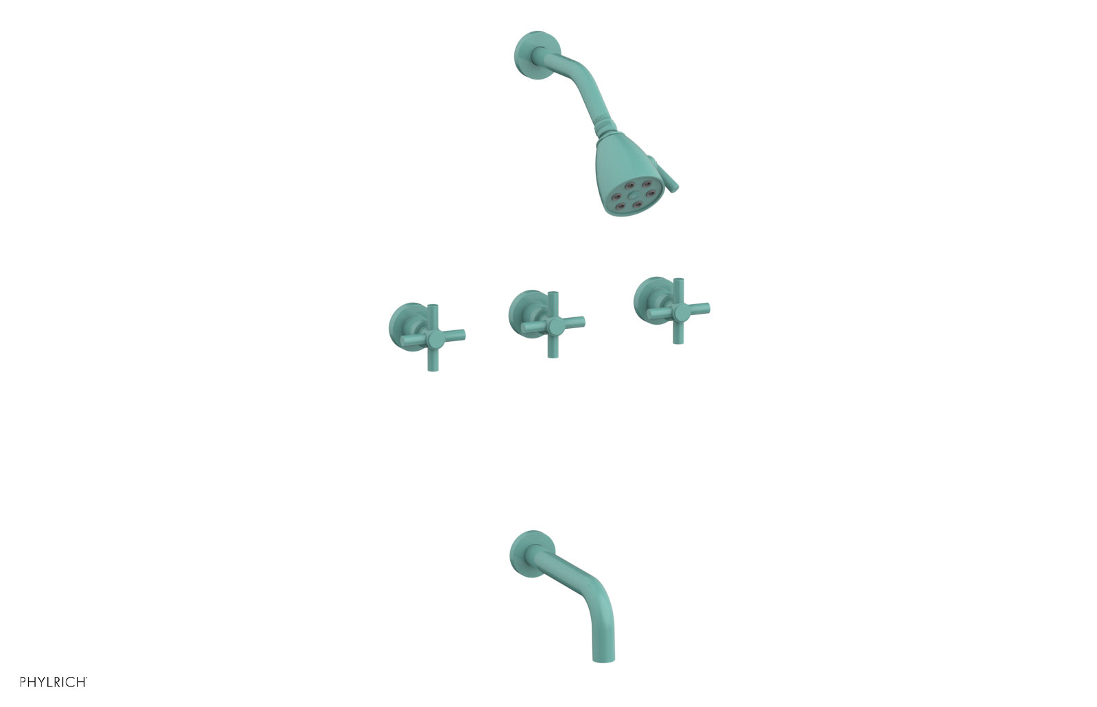 D2134 Basic Three Handle Tub and Shower Faucet Set - 7 1/2 Inch Spout with Tubular Cross Handles - Perfect for Bathroom Renovation and Home Upgrade