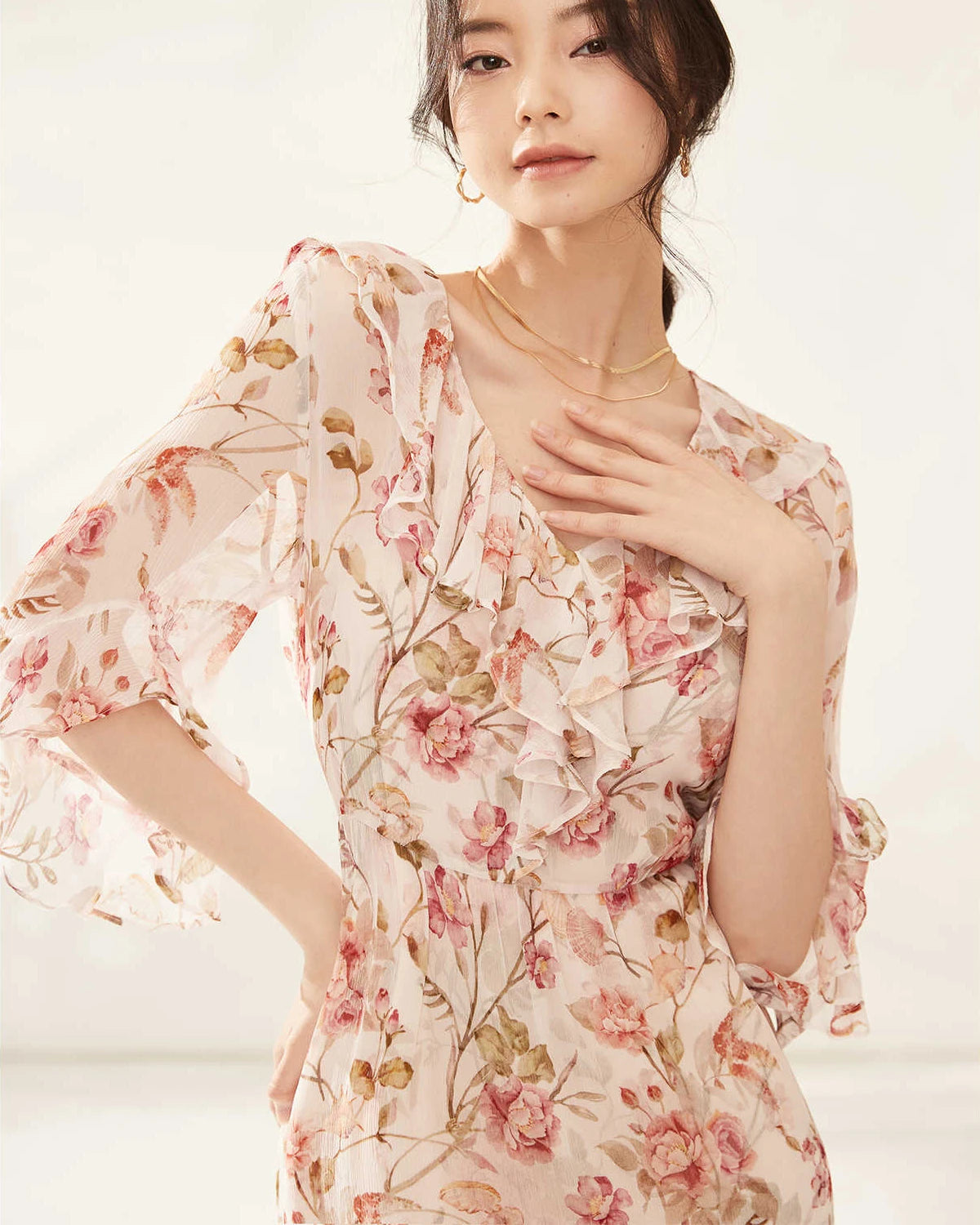 Elegant Silk Garden Party Dress for Women - Floral Summer Maxi Dress for Outdoor Events, Weddings & Special Occasions