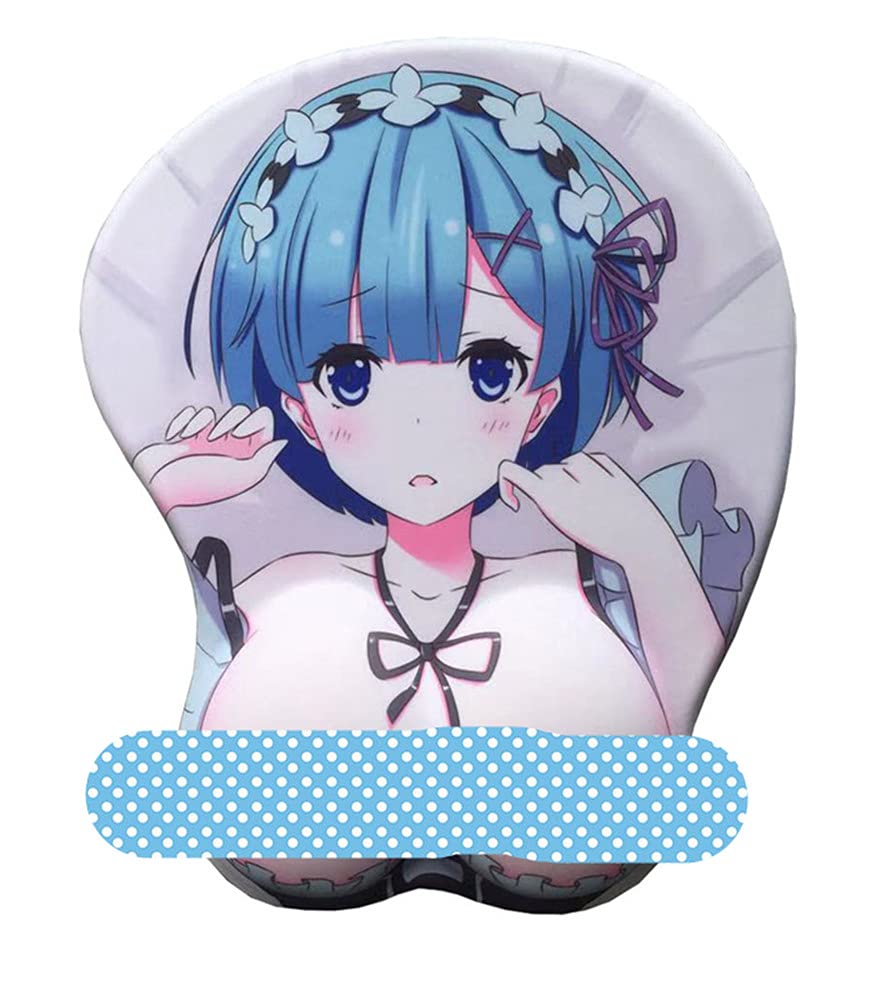 Re:Zero Rem Anime 3D Gaming Mouse Pad with Ergonomic Gel Wrist Rest - Non-Slip Silicone Mouse Mat for PC, Laptop, Office & Gaming Setup - Perfect for Anime Fans, Gamers & Computer Users