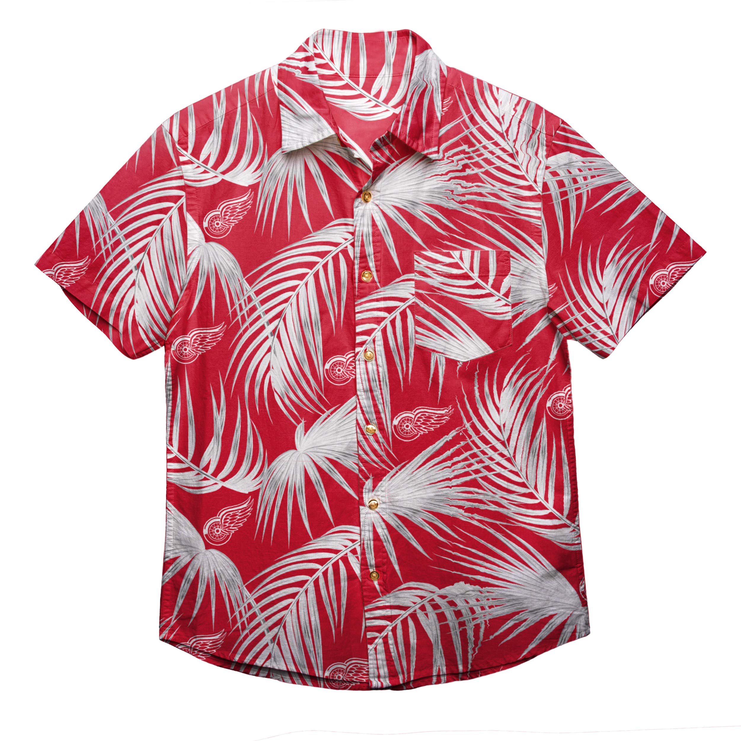 FOCO NHL Men's Floral Hawaiian Shirt - Official Licensed Hockey Fan Apparel - Breathable & Comfortable for Beach, Summer & Casual Wear