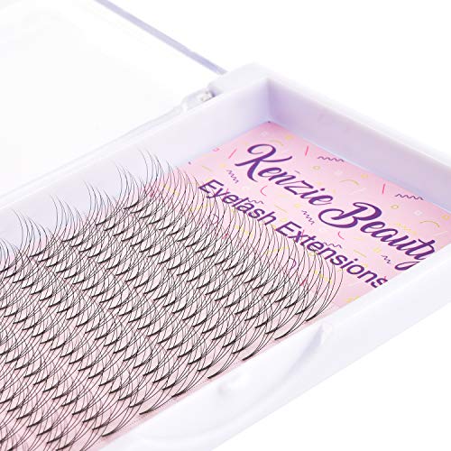 Kenzie Beauty Russian Volume Premade 3D Fans Eyelash Extensions - 0.10mm Thickness, C Curl, 14mm Length - Perfect for Bridal, Party & Special Occasion Makeup