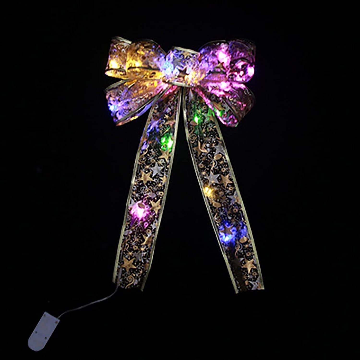 Shining LED Christmas Fairy Lights - Battery Operated Glow Ribbon Lights for Christmas Tree Decorations, DIY Lace Bow Holiday Decor (Color: Blue) - Perfect for Indoor & Outdoor Xmas Tree, Home, Party, Wedding, and Garden Decorations