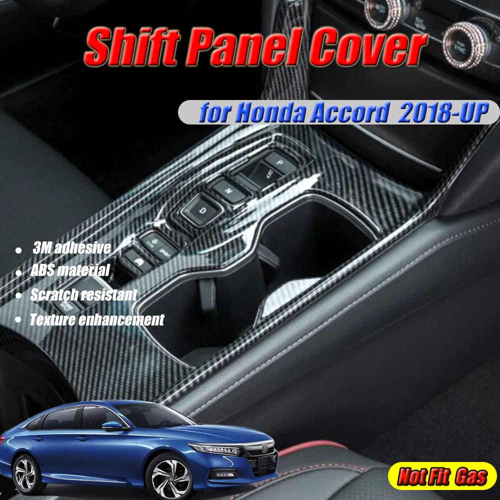 BOYUER ABS Carbon Fiber Center Console Trim for Honda Accord Hybrid 2018-2022 - 2-Piece Gear Shift Panel & Cup Holder Cover (Without Gear Lever) | Interior Upgrade for Enhanced Style & Protection