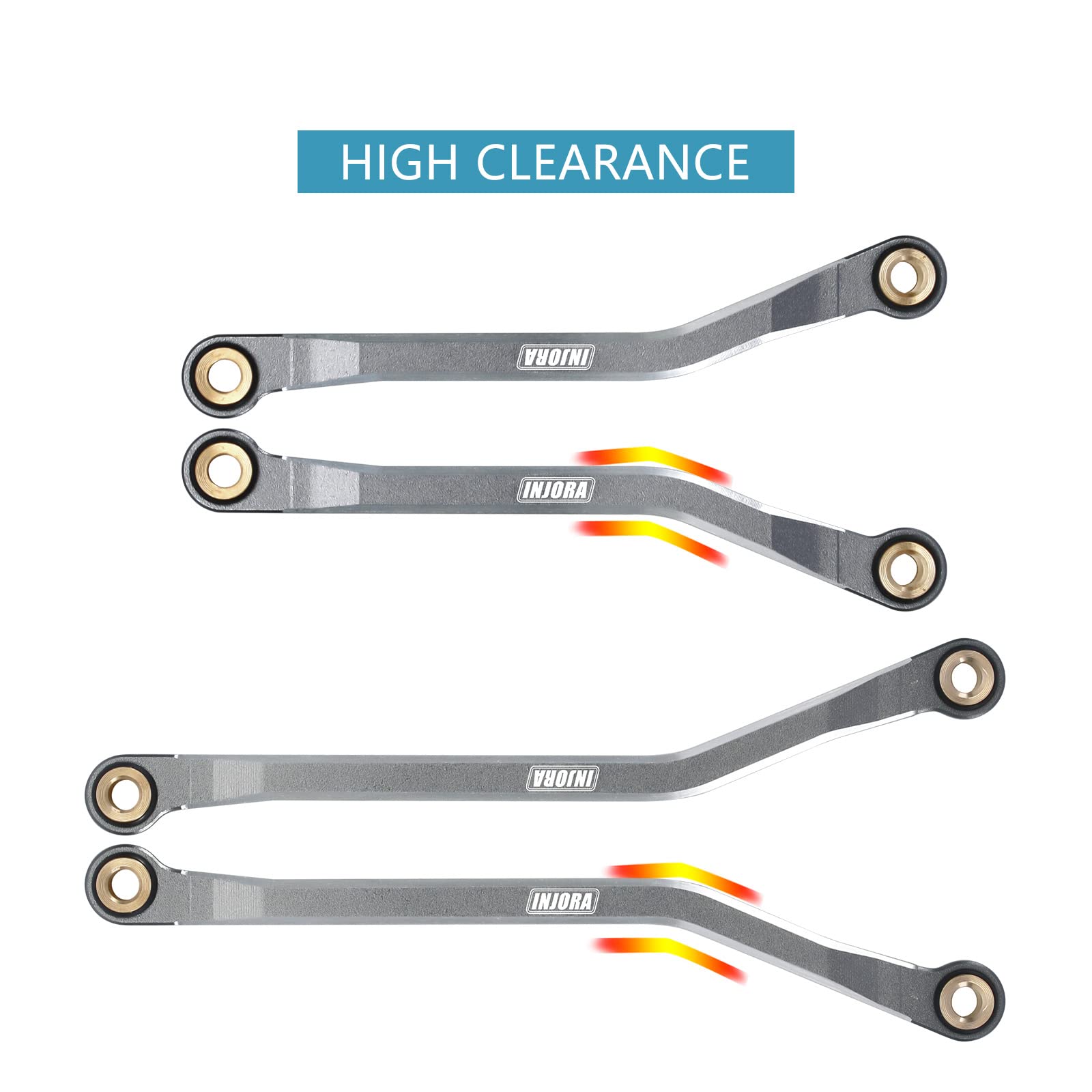 INJORA High Clearance CNC Aluminum Chassis Links Set for TRX4M Defender & Bronco 1/18 Scale RC Crawler Upgrade Parts (Grey) - Perfect for Off-Road Trail Crawling and Rock Climbing Performance