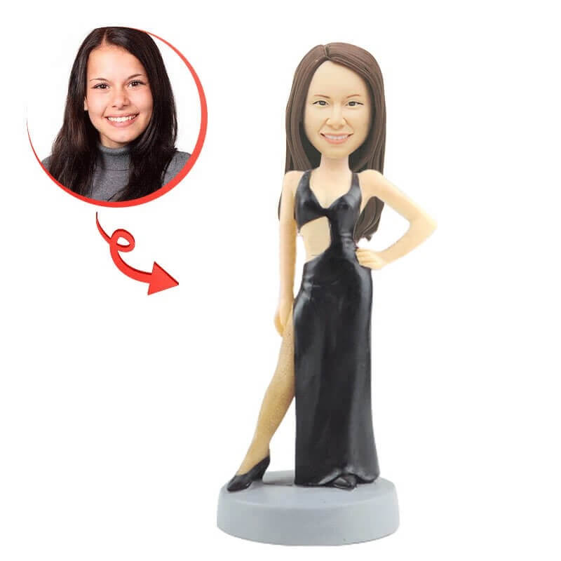 Custom Personalized Women in Formal Wear Bobblehead - Unique Office Desk Decor, Wedding Gift Idea, Corporate Award Present